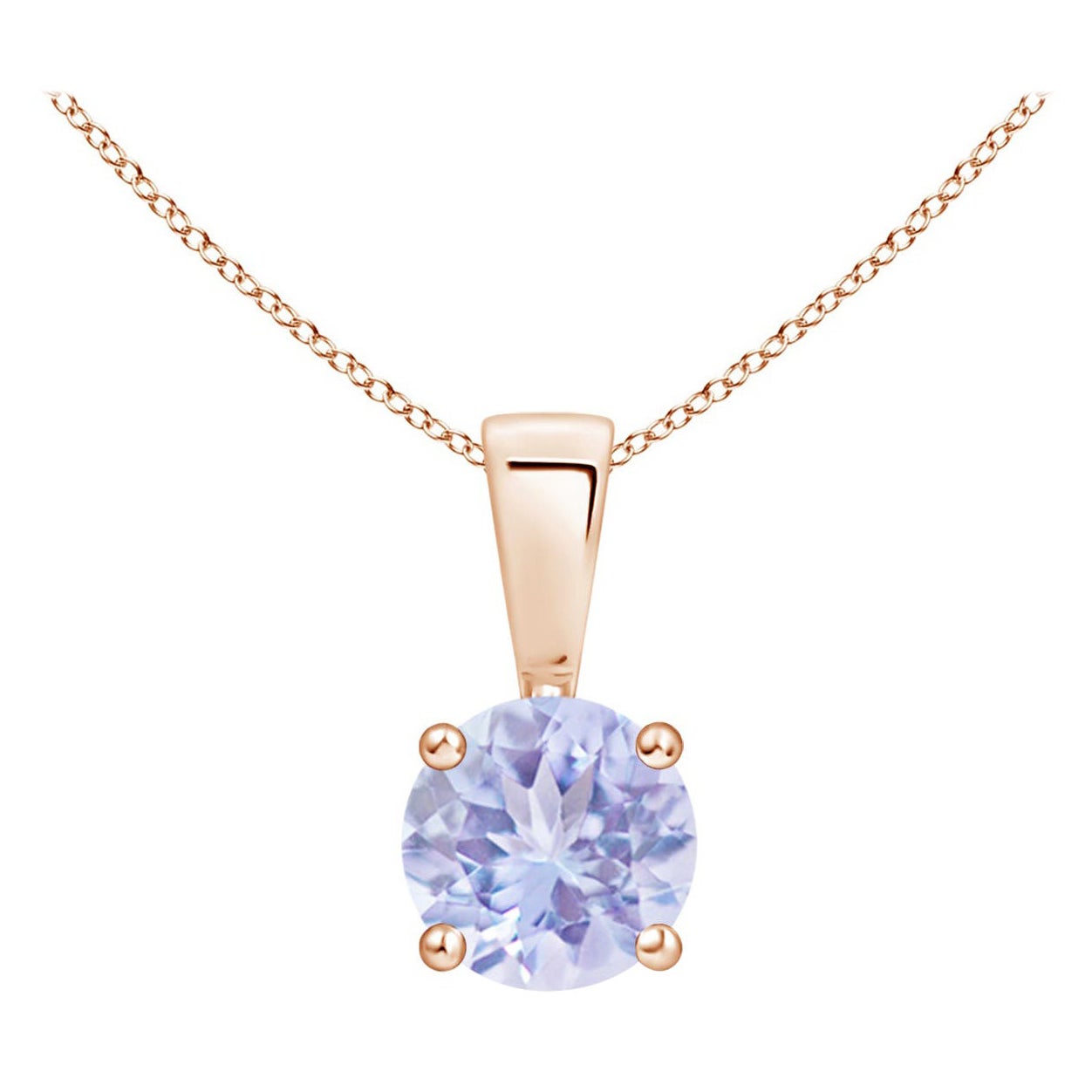 Pendentif en or rose 18 carats : Nature Classic Round Tanzanite Solitaire