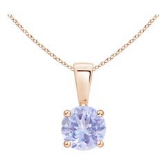 Pendentif en or rose 18 carats : Nature Classic Round Tanzanite Solitaire