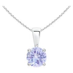 Pendentif en or blanc 18 carats : Nature Classic Round Tanzanite Solitaire