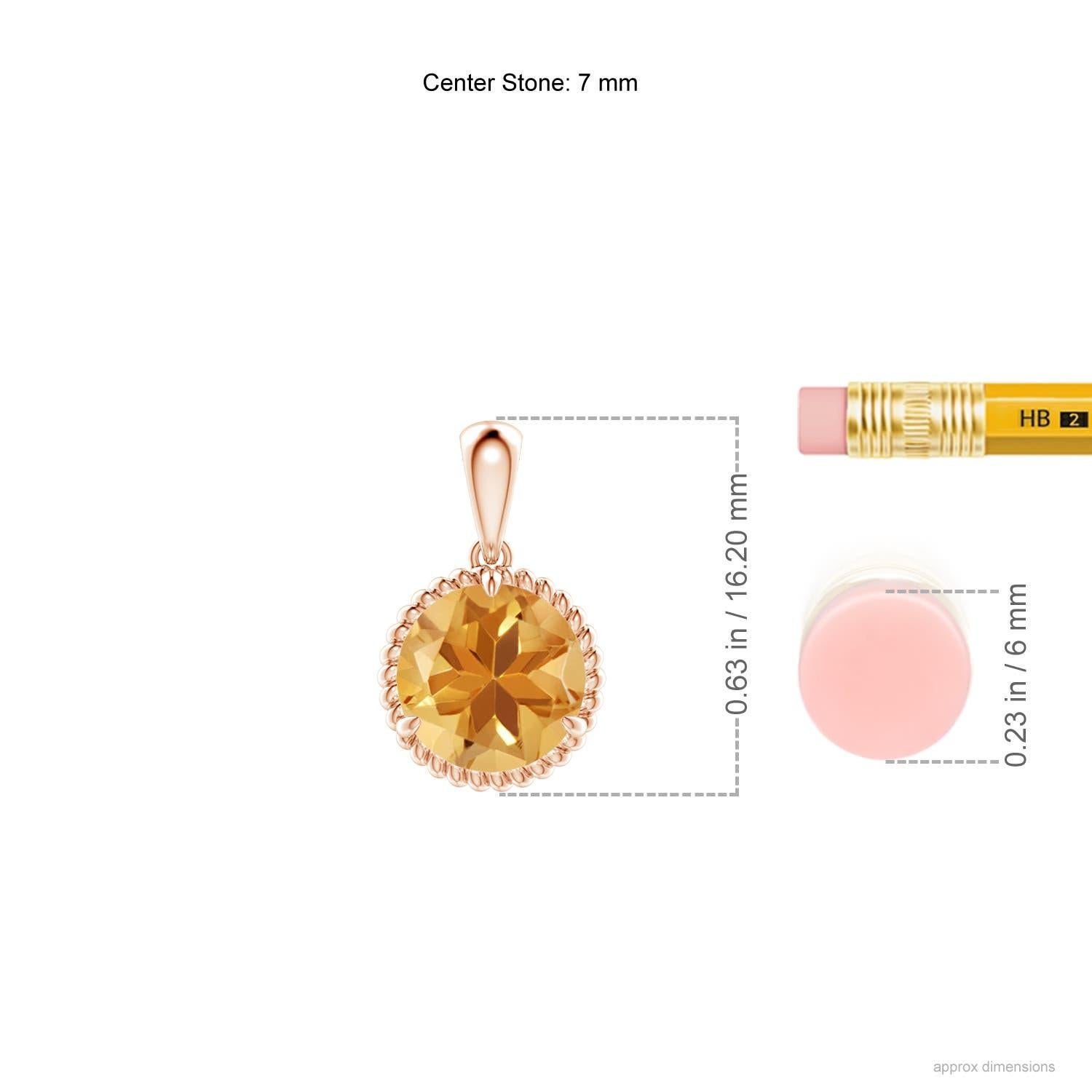 Natürlicher Citrin Solitär-Anhänger mit Claw-Set (1,25 ct) aus 18 Karat Roségold (Moderne) im Angebot