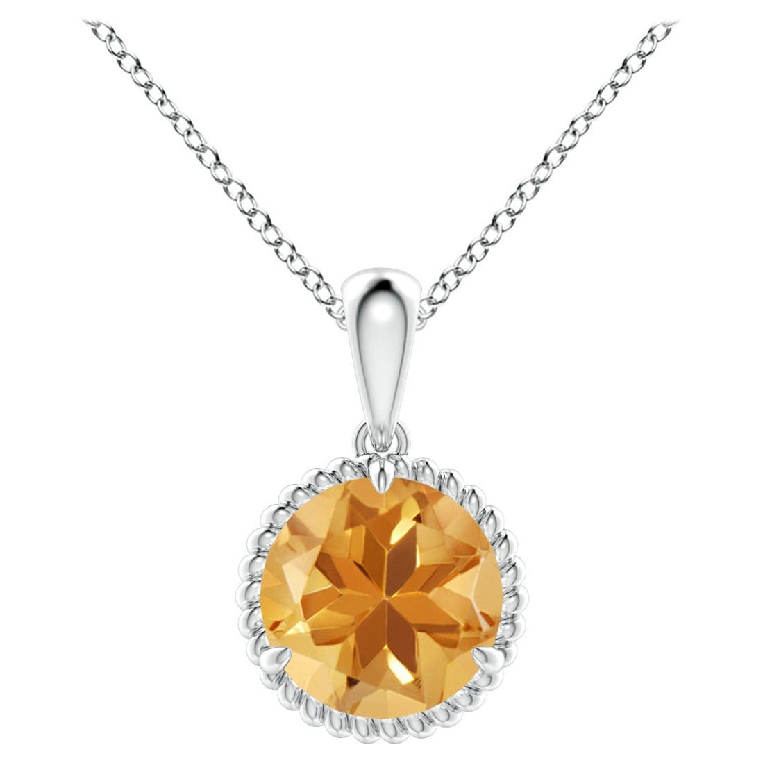Natürlicher Solitär-Anhänger aus 18 Karat Weißgold mit 1,25 Karat Citrin im Krallenschliff und Solitär