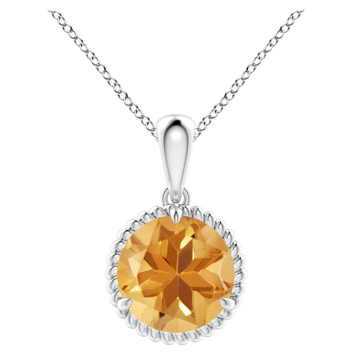 Natürlicher Solitär-Anhänger aus 14 Karat Weißgold mit 1,7 Karat Citrin im Krallenschliff und Citrin