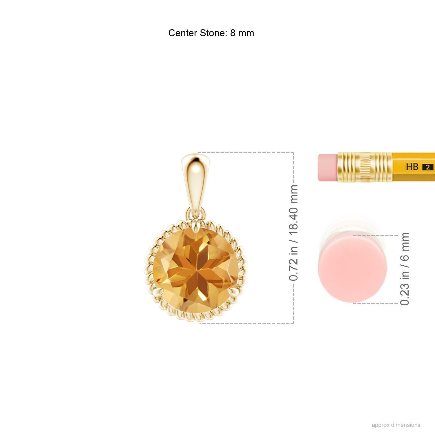 Moderne Pendentif solitaire en or jaune 14 carats serti de griffes en citrine naturelle de 1,7 carat en vente