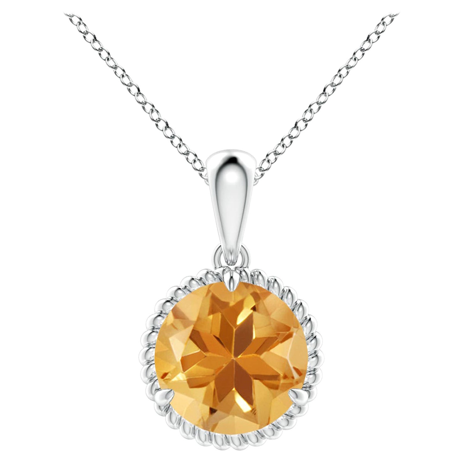 Natürlicher Solitär-Anhänger aus 18 Karat Weißgold mit 1,7 Karat Citrin im Krallenschliff und Citrin