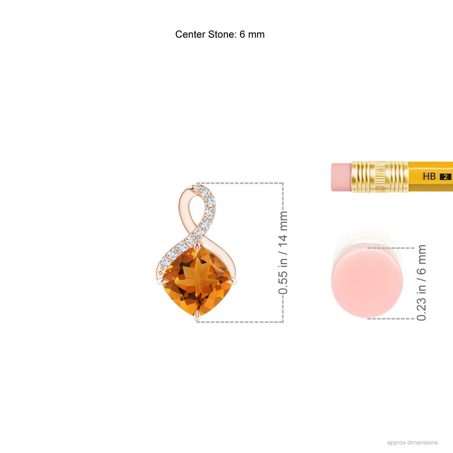 Modern Natural Claw-Set Citrine Infinity Pendant with Diamonds in 18K Rose Gold For Sale