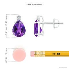 Natural Claw-Set Pear 2ct Amethyst Solitaire Earrings in 14K White Gold