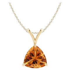 Natural Claw-Set Trillion 1.4 ct Citrine V-Bale Pendant in 14K Yellow Gold
