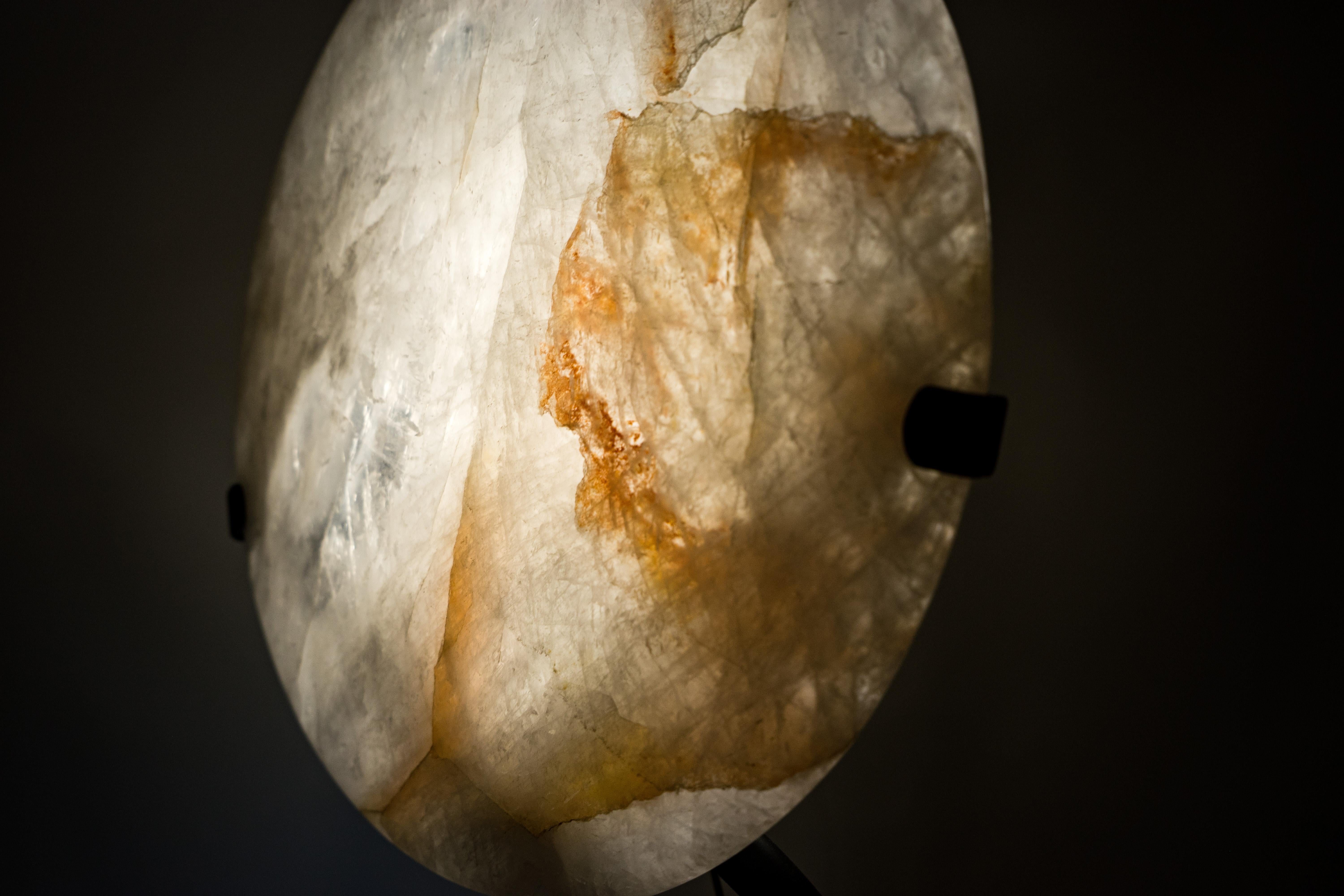 Natural Clear Quartz Crystal Lamp with Hematite Inclusions For Sale 6