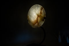 Natürlicher klarer Quarzkristall Lampe mit Hämatit Einschlüsse