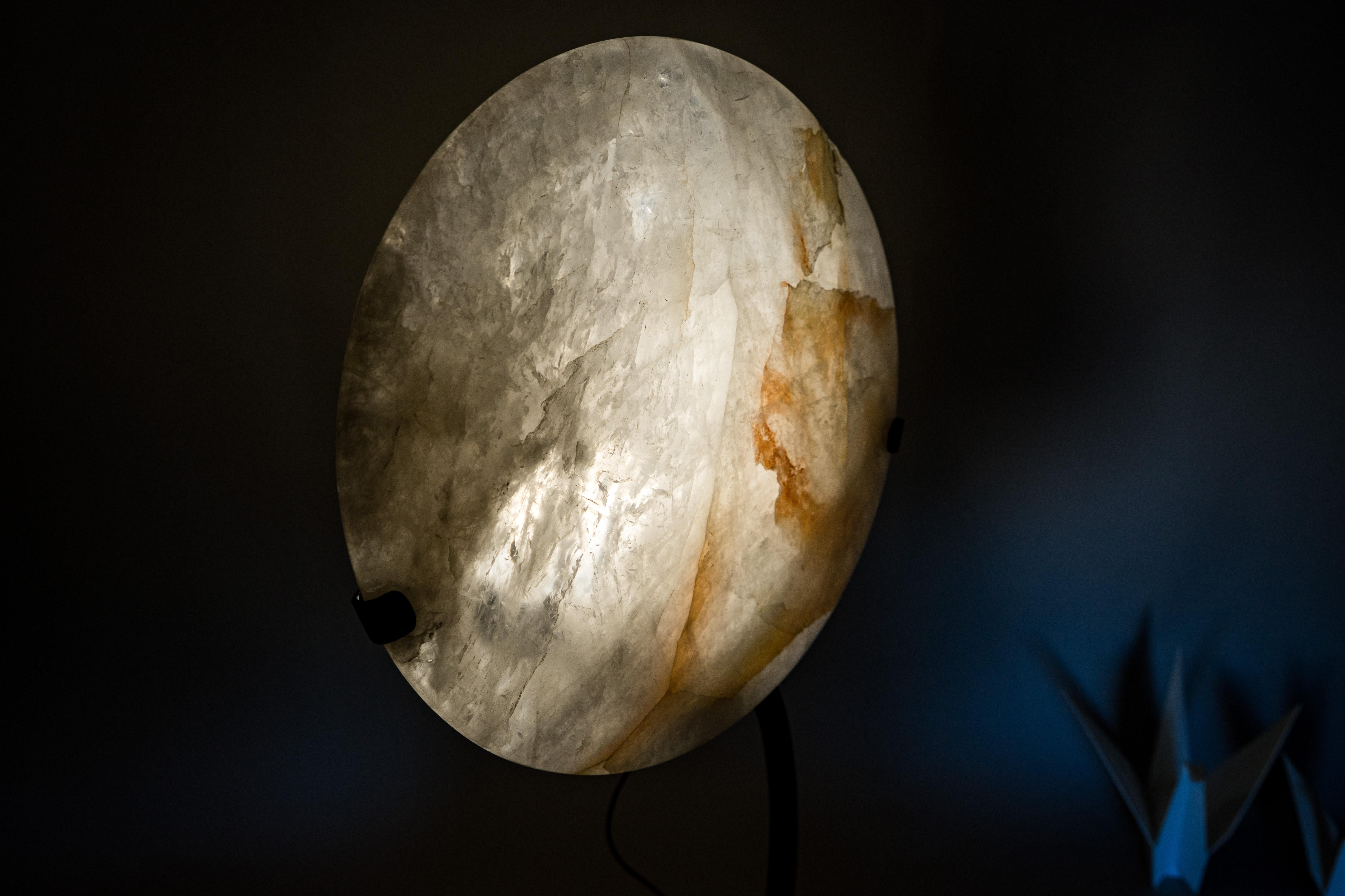 Brazilian Natural Clear Quartz Crystal Lamp with Hematite Inclusions For Sale