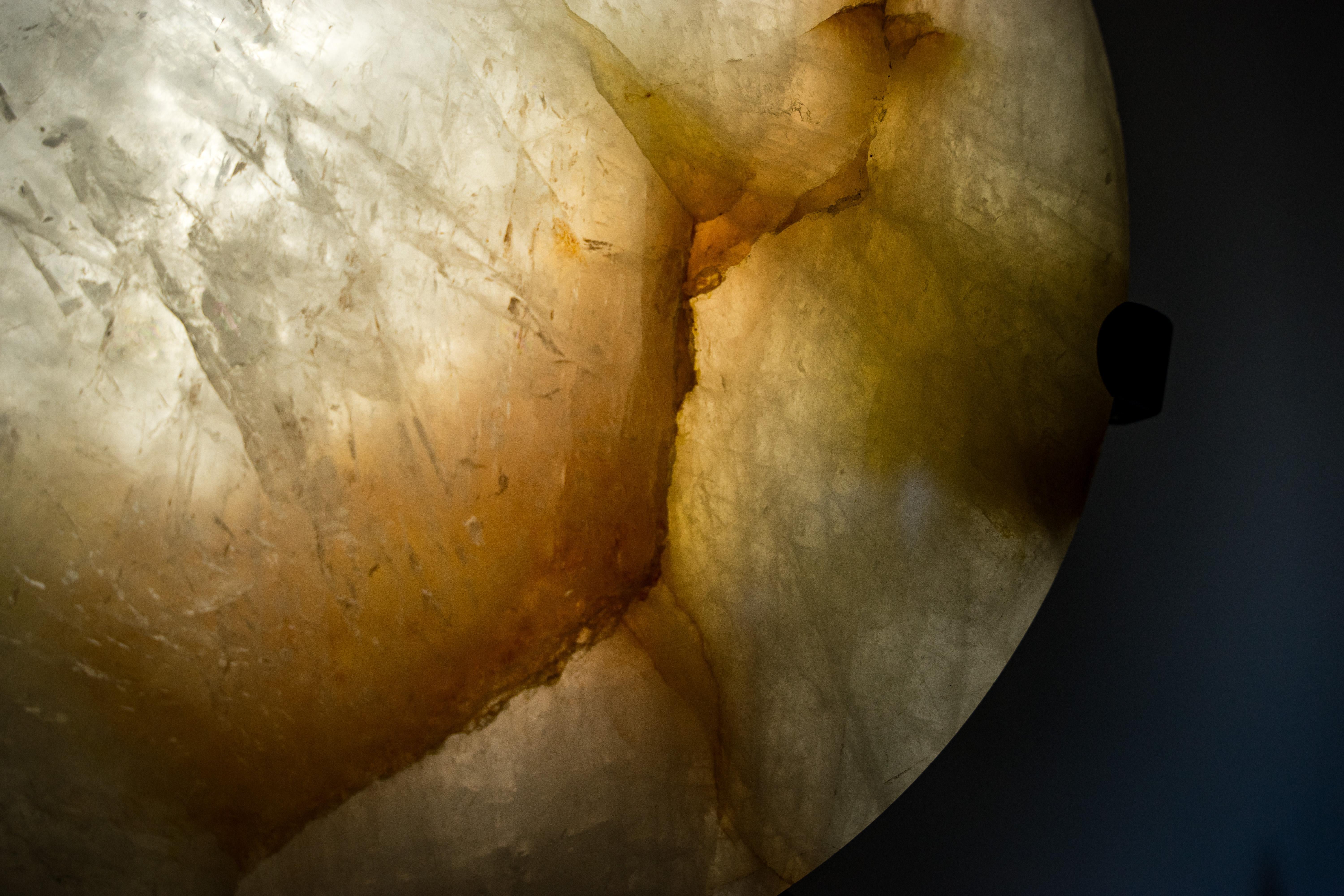 Brazilian Natural Clear Quartz Crystal Lamp with Hematite Inclusions For Sale