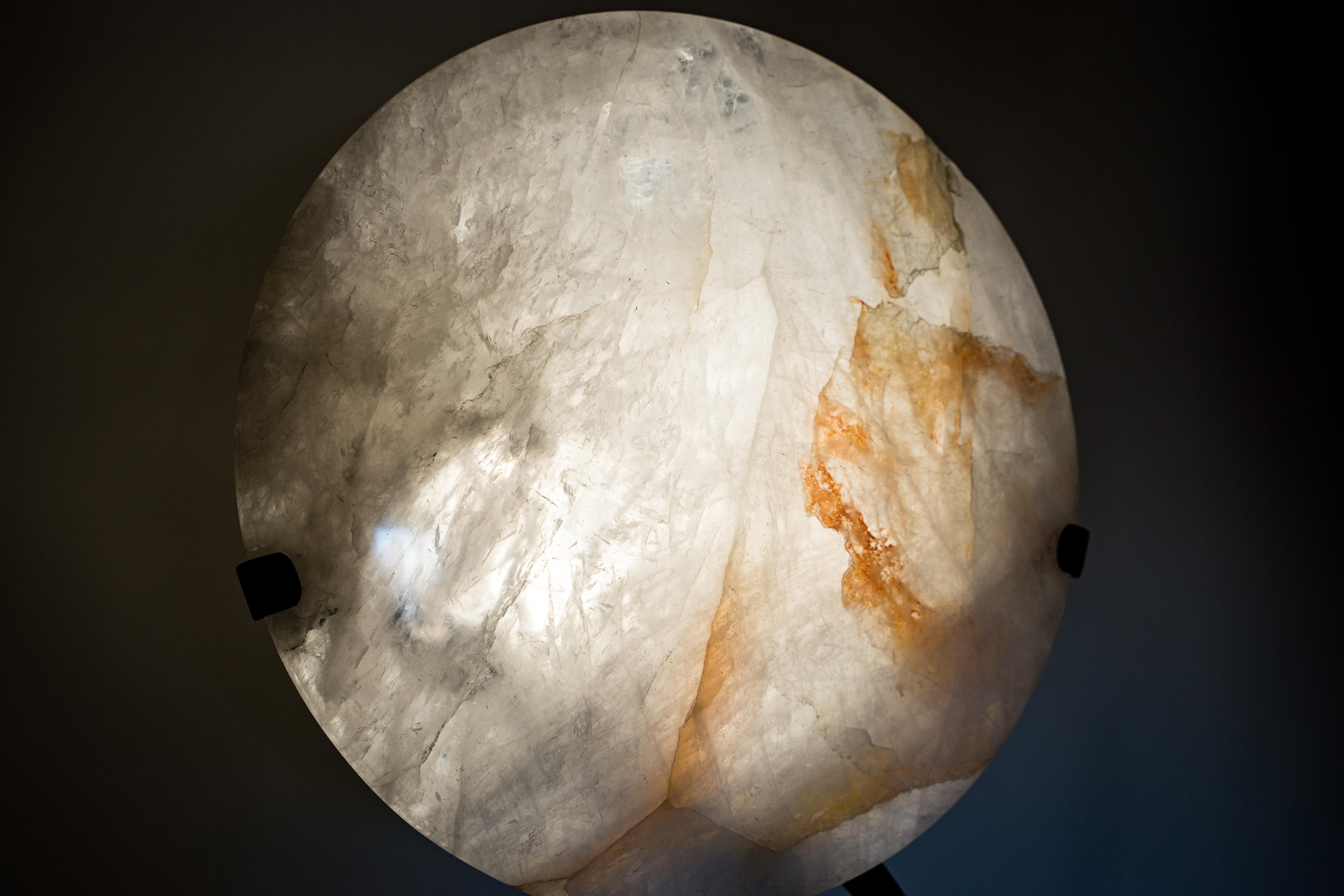 Natural Clear Quartz Crystal Lamp with Hematite Inclusions For Sale 1