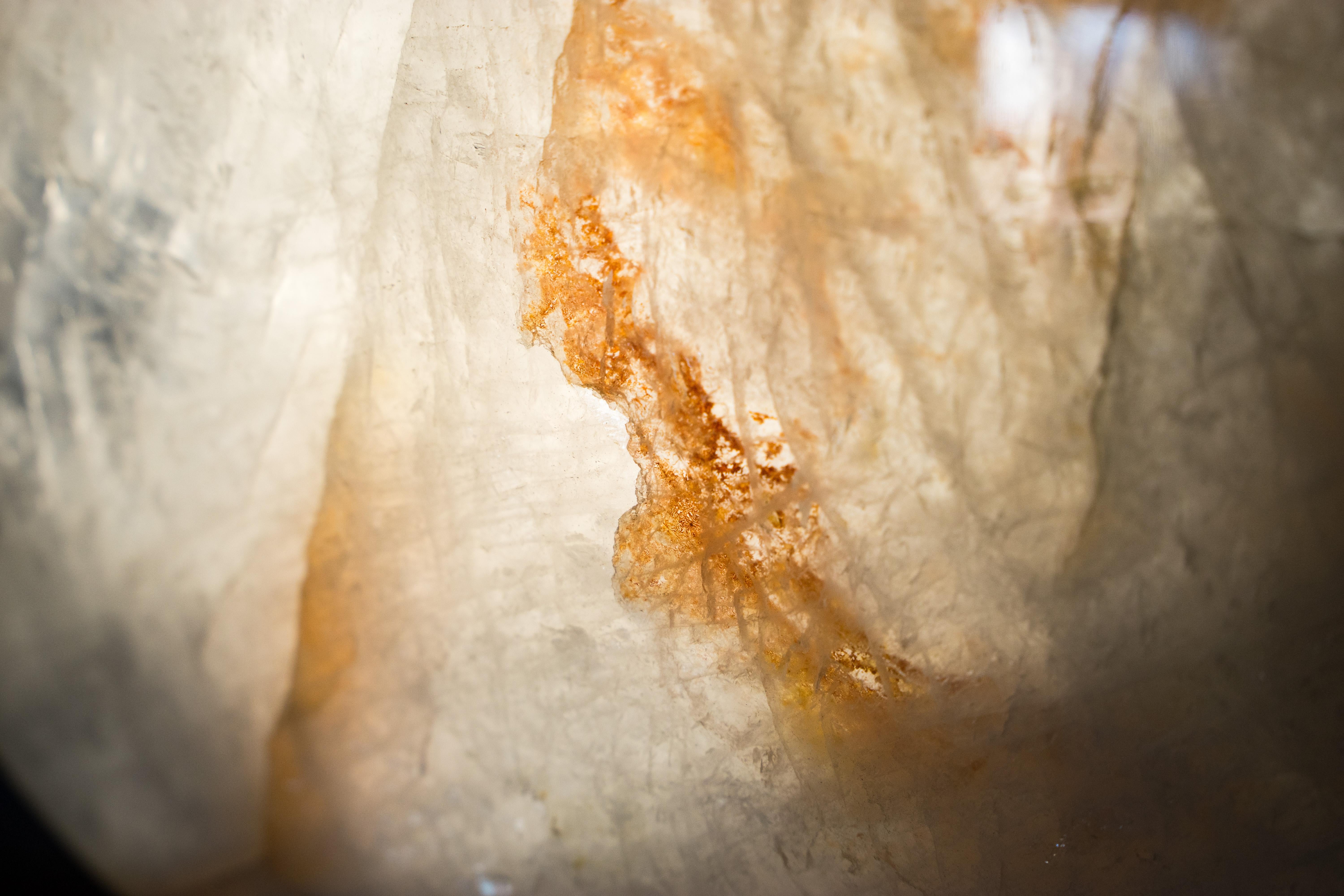 Natural Clear Quartz Crystal Lamp with Hematite Inclusions For Sale 2