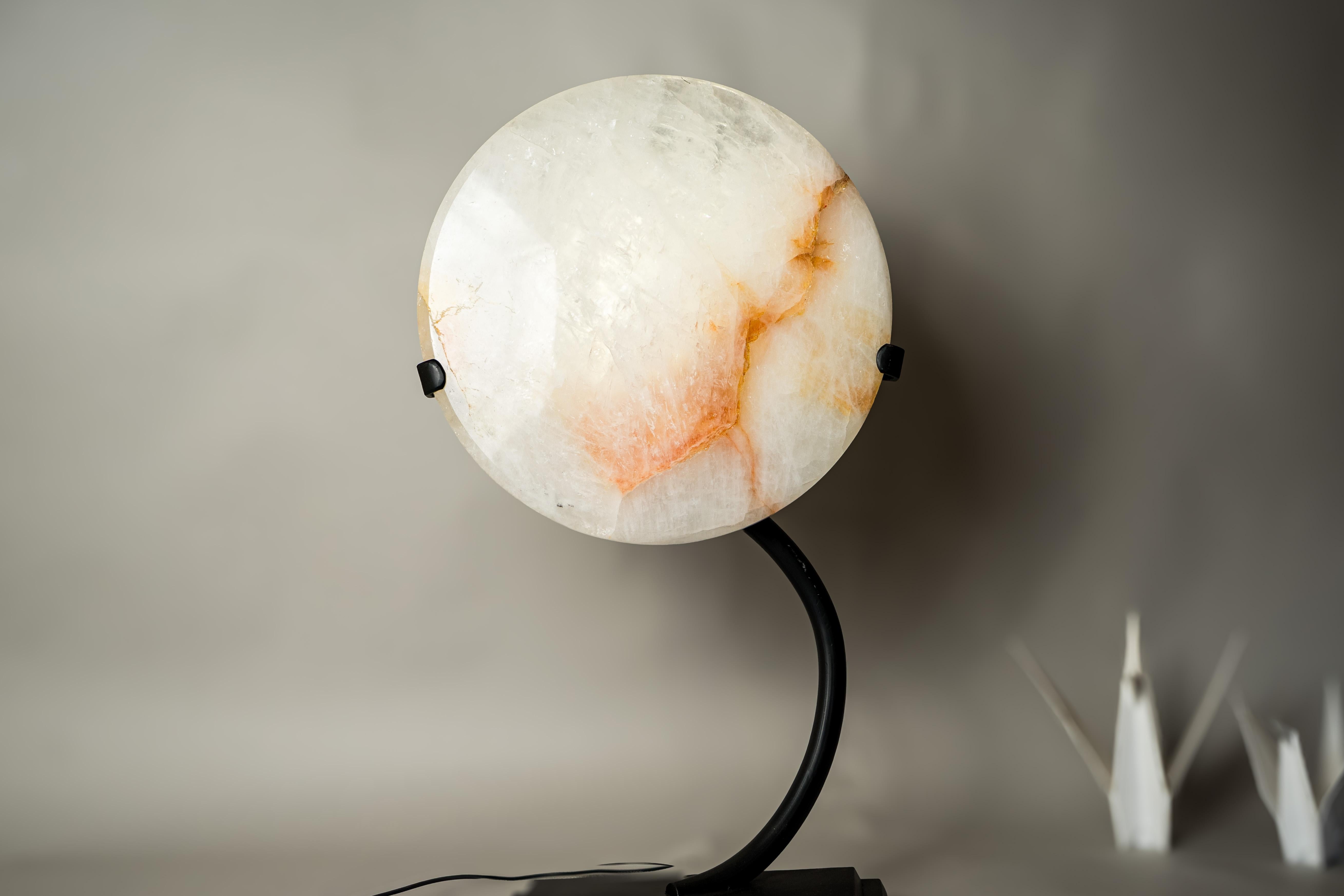 Natural Clear Quartz Crystal Lamp with Hematite Inclusions For Sale 2