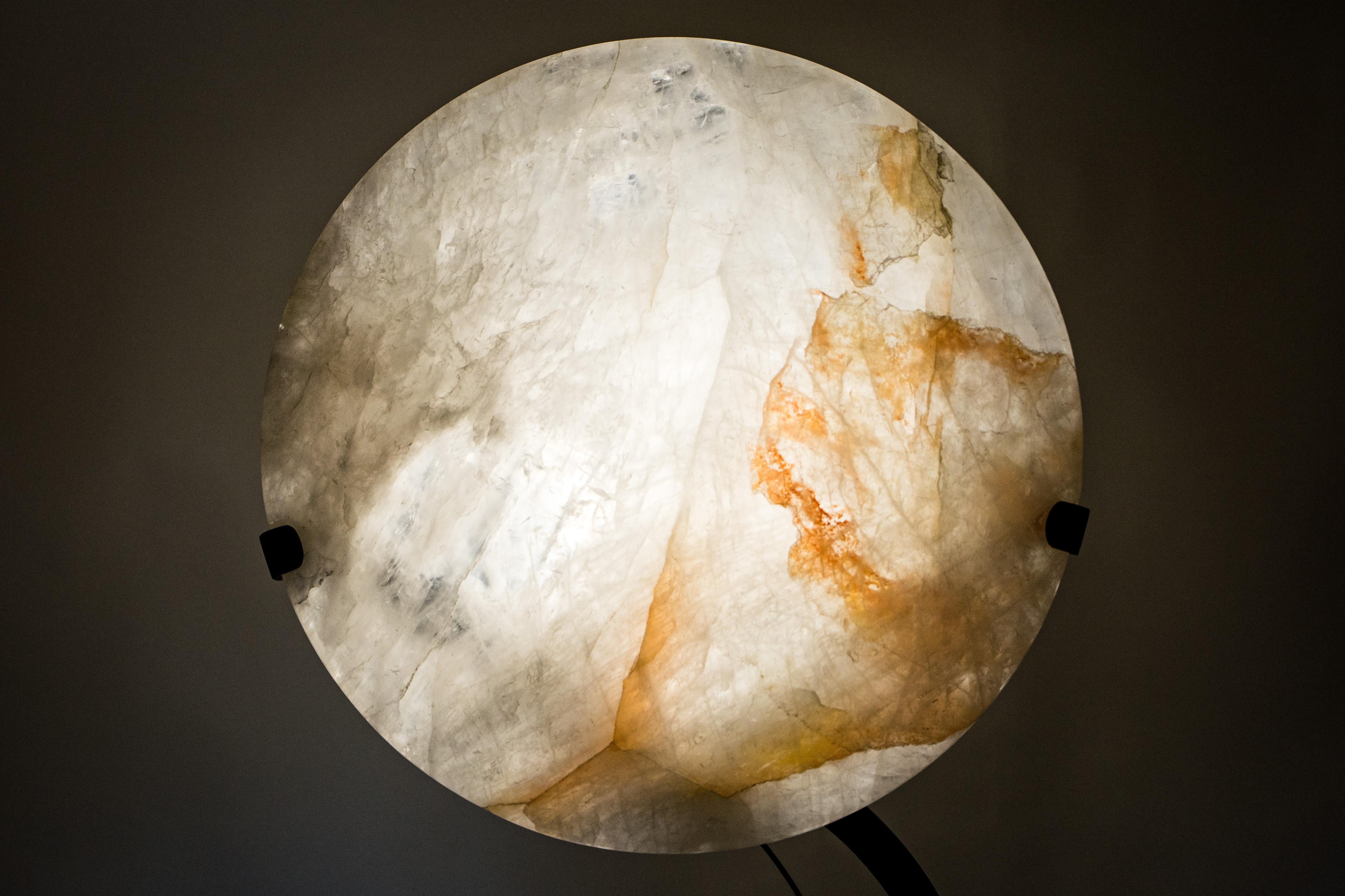 Natural Clear Quartz Crystal Lamp with Hematite Inclusions For Sale 3
