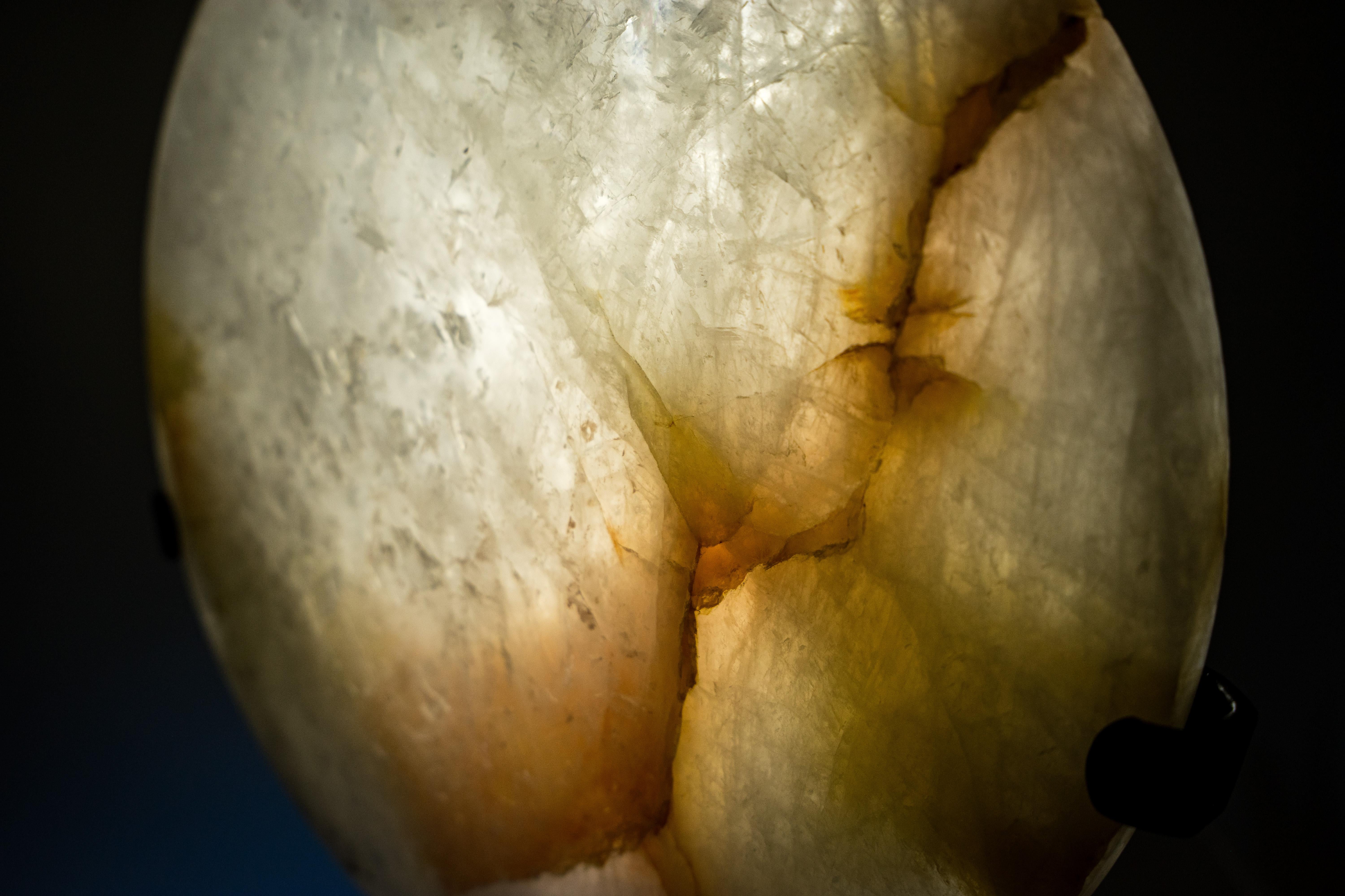 Natural Clear Quartz Crystal Lamp with Hematite Inclusions For Sale 3