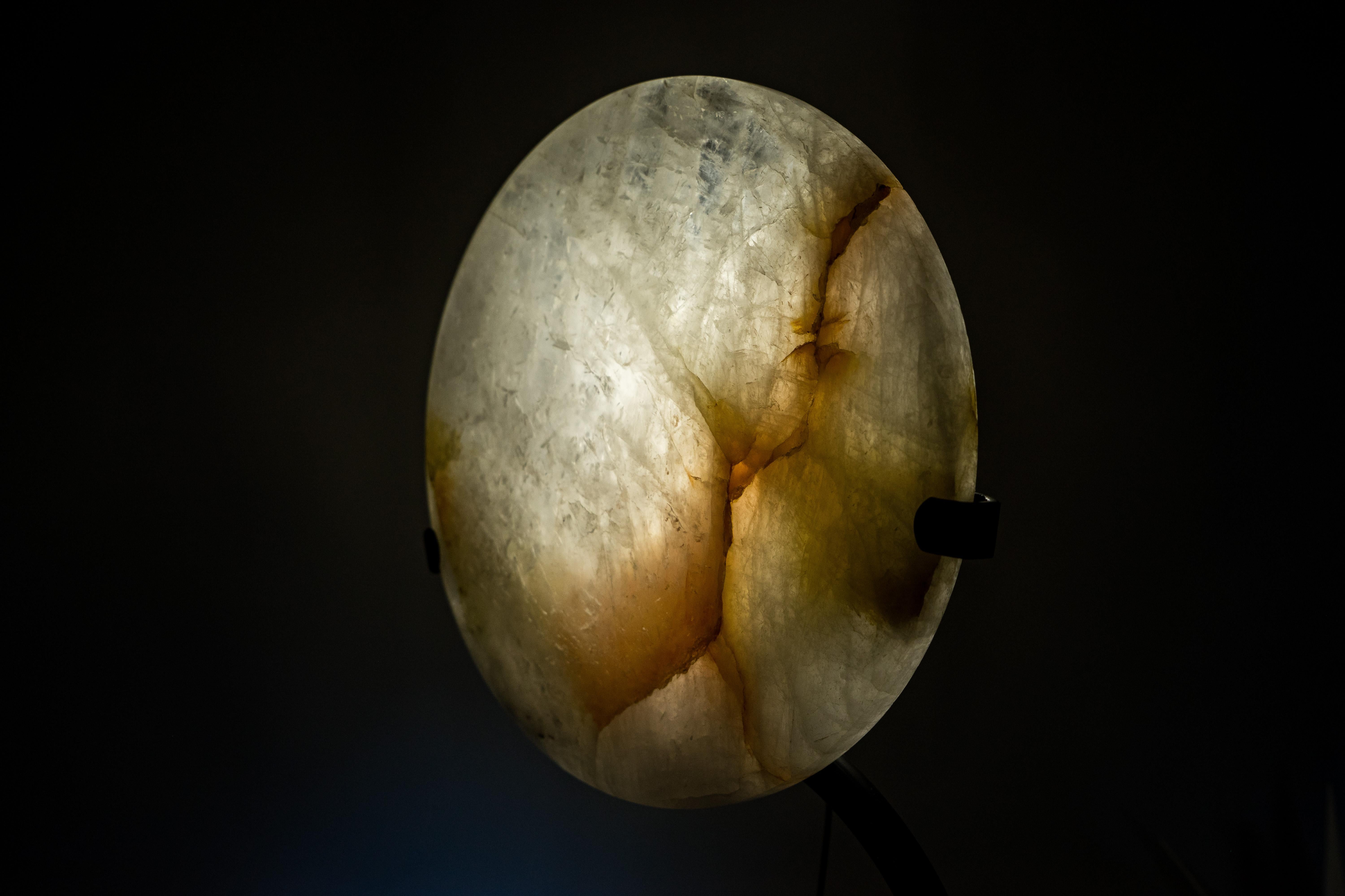 Natural Clear Quartz Crystal Lamp with Hematite Inclusions For Sale 4
