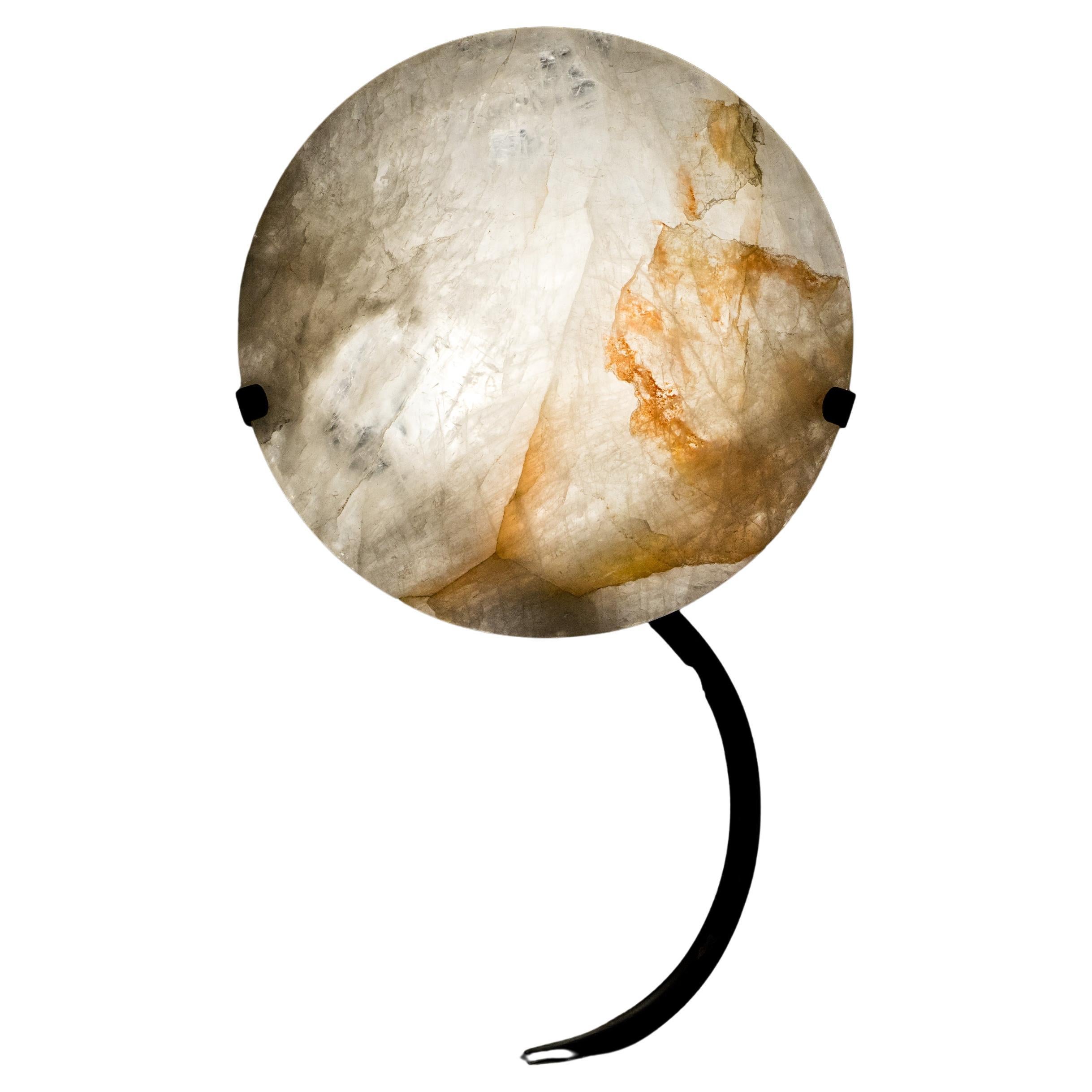 Natural Clear Quartz Crystal Lamp with Hematite Inclusions