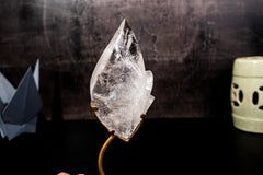 Natural Clear Quartz Flame Sculpture on Stand