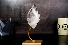 Natural Clear Quartz Flame Sculpture on Stand