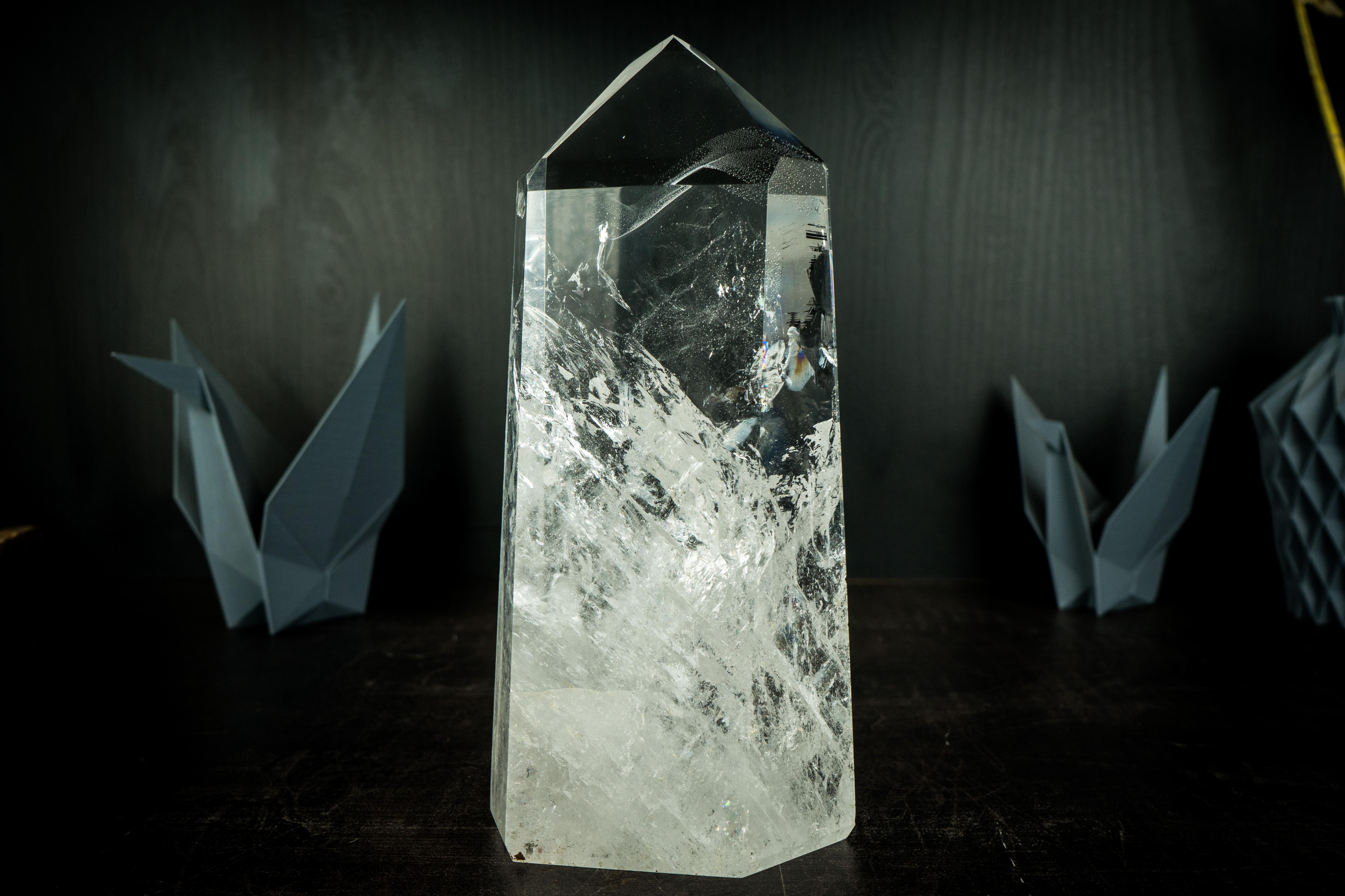 Natural Clear Quartz Obelisk Point, High-Grade Water-Clear Diamantina Crystal For Sale 6