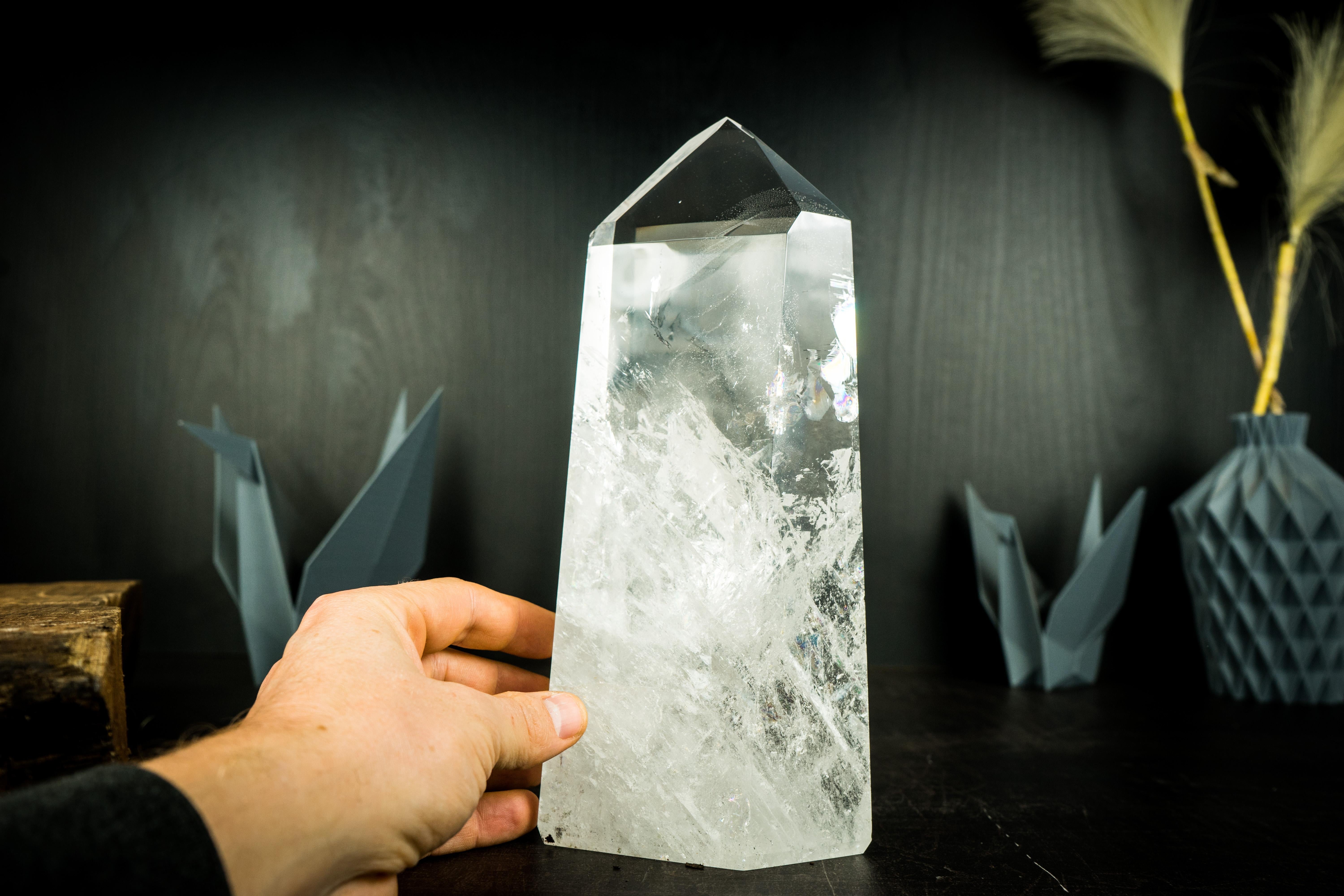 Natural Clear Quartz Obelisk Point, High-Grade Water-Clear Diamantina Crystal For Sale 7