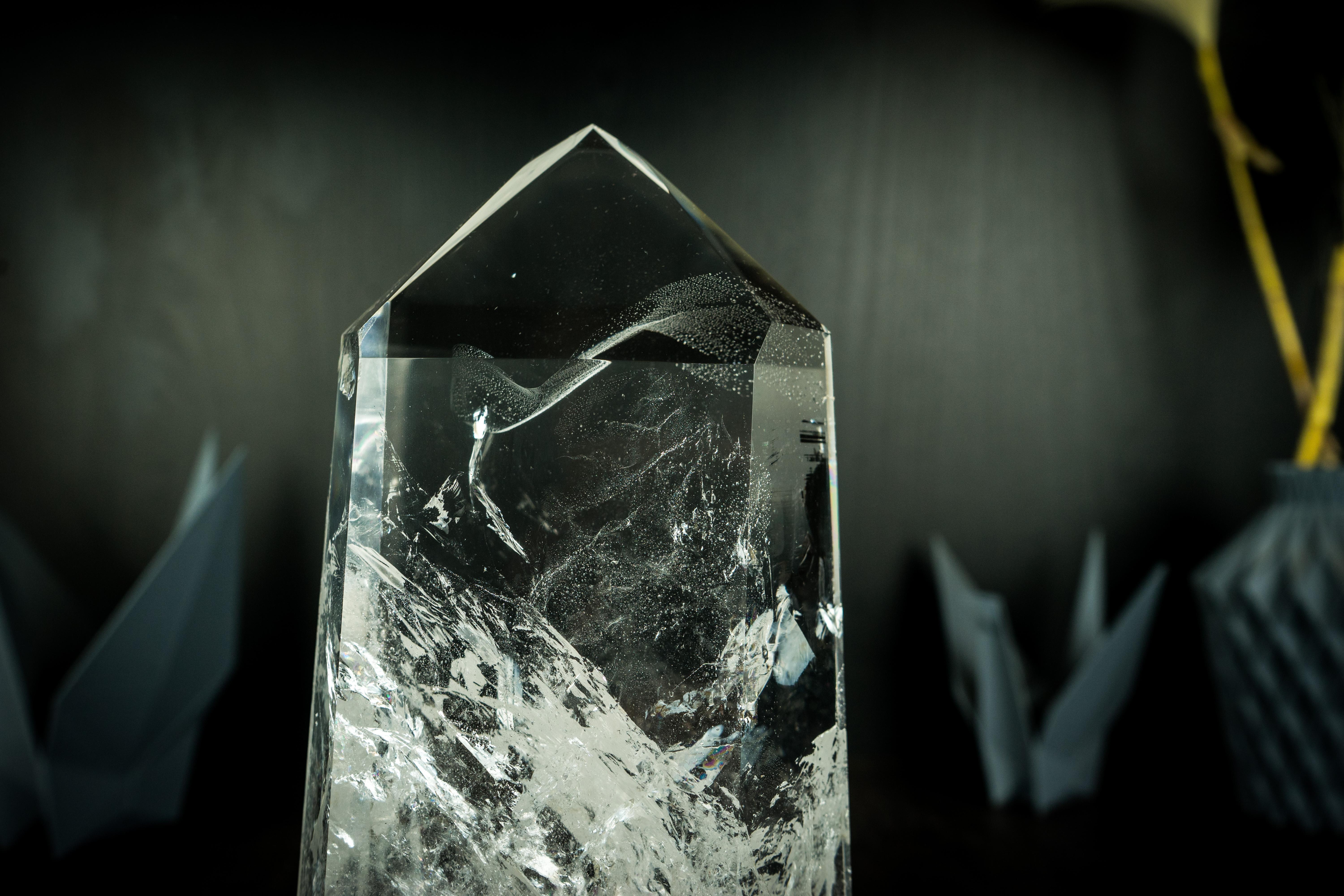 Natural Clear Quartz Obelisk Point, High-Grade Water-Clear Diamantina Crystal For Sale 8