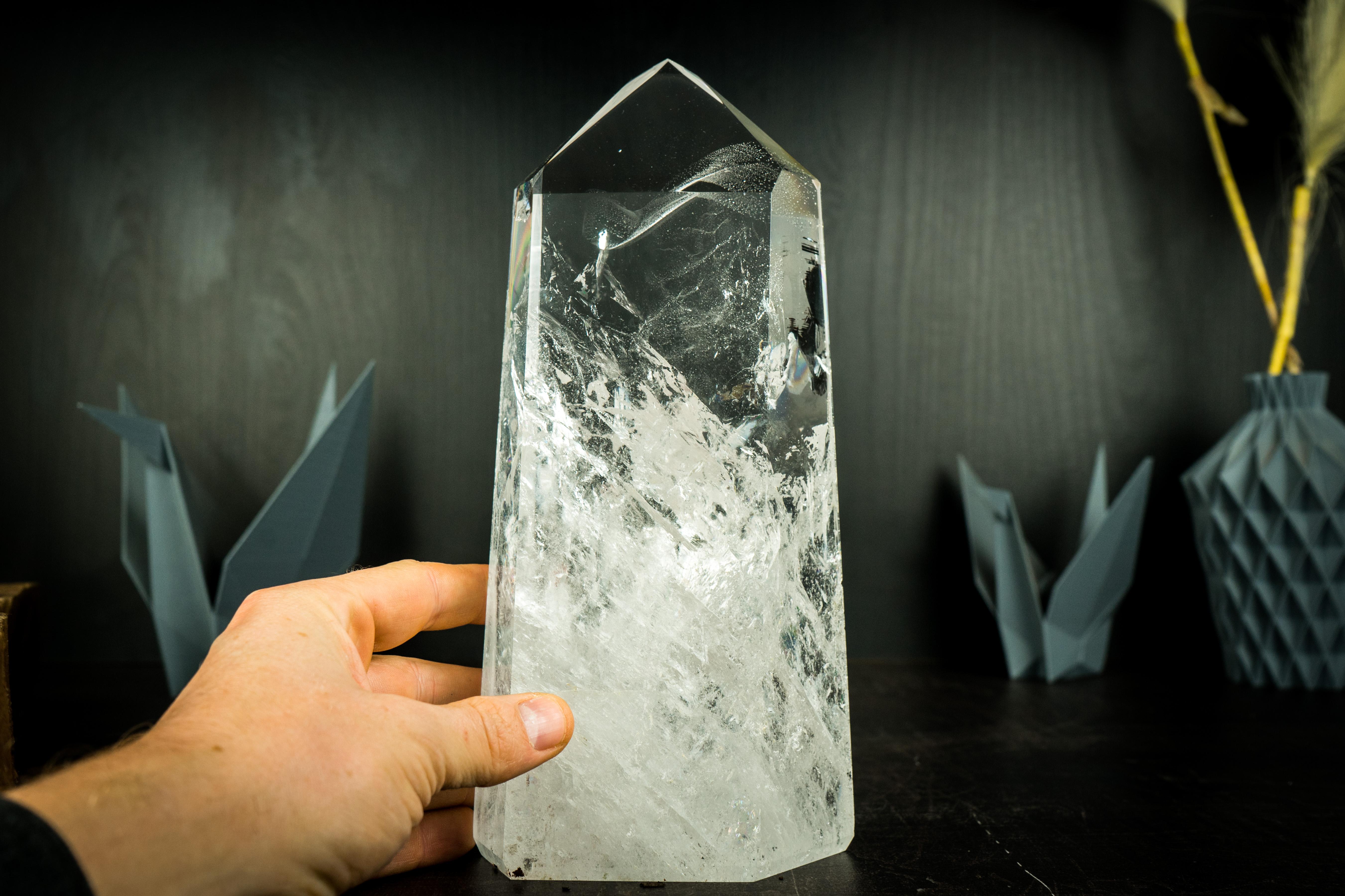Natural Clear Quartz Obelisk Point, High-Grade Water-Clear Diamantina Crystal For Sale 9