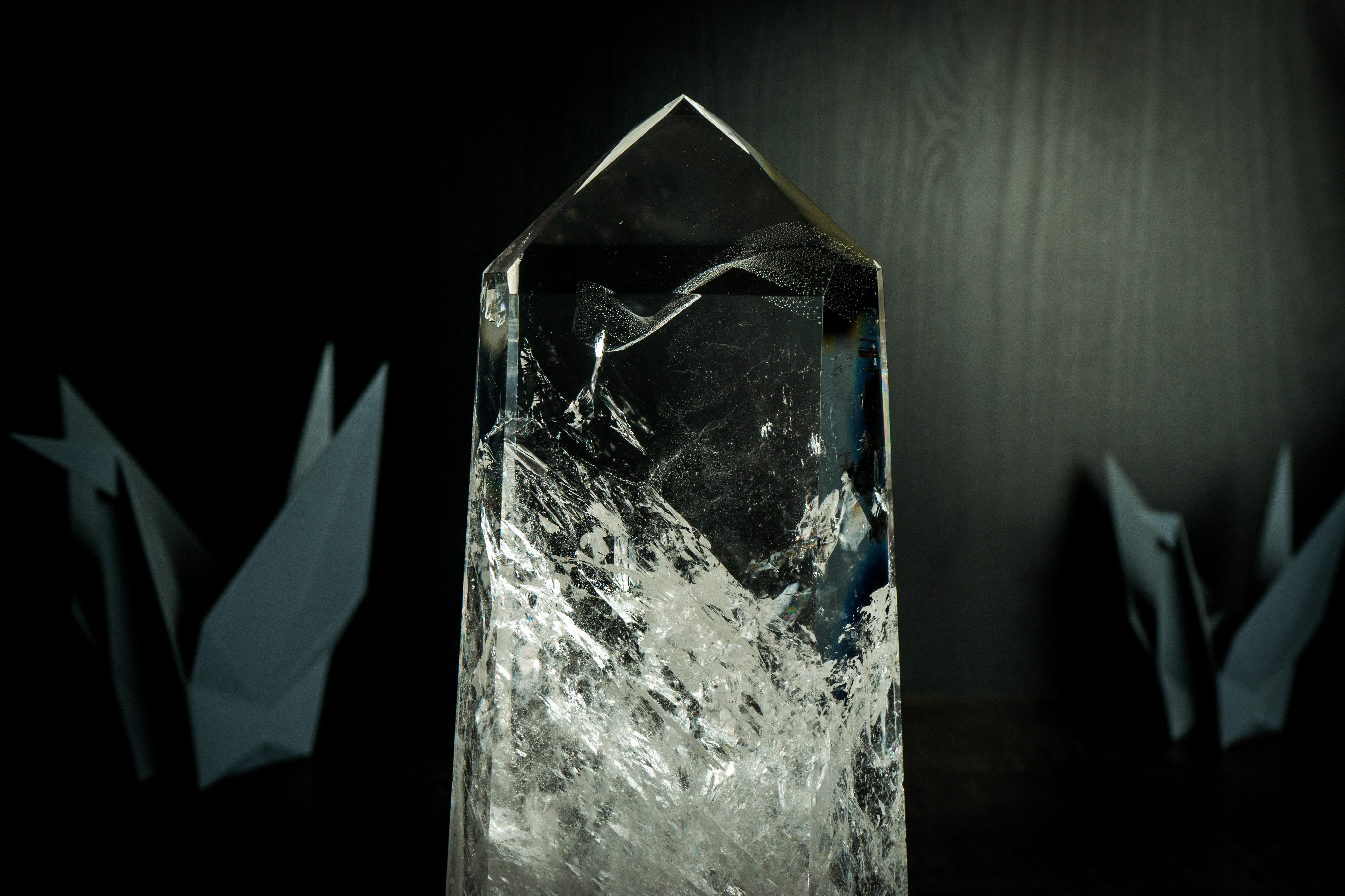 Natural Clear Quartz Obelisk Point, High-Grade Water-Clear Diamantina Crystal In New Condition For Sale In Ametista Do Sul, BR