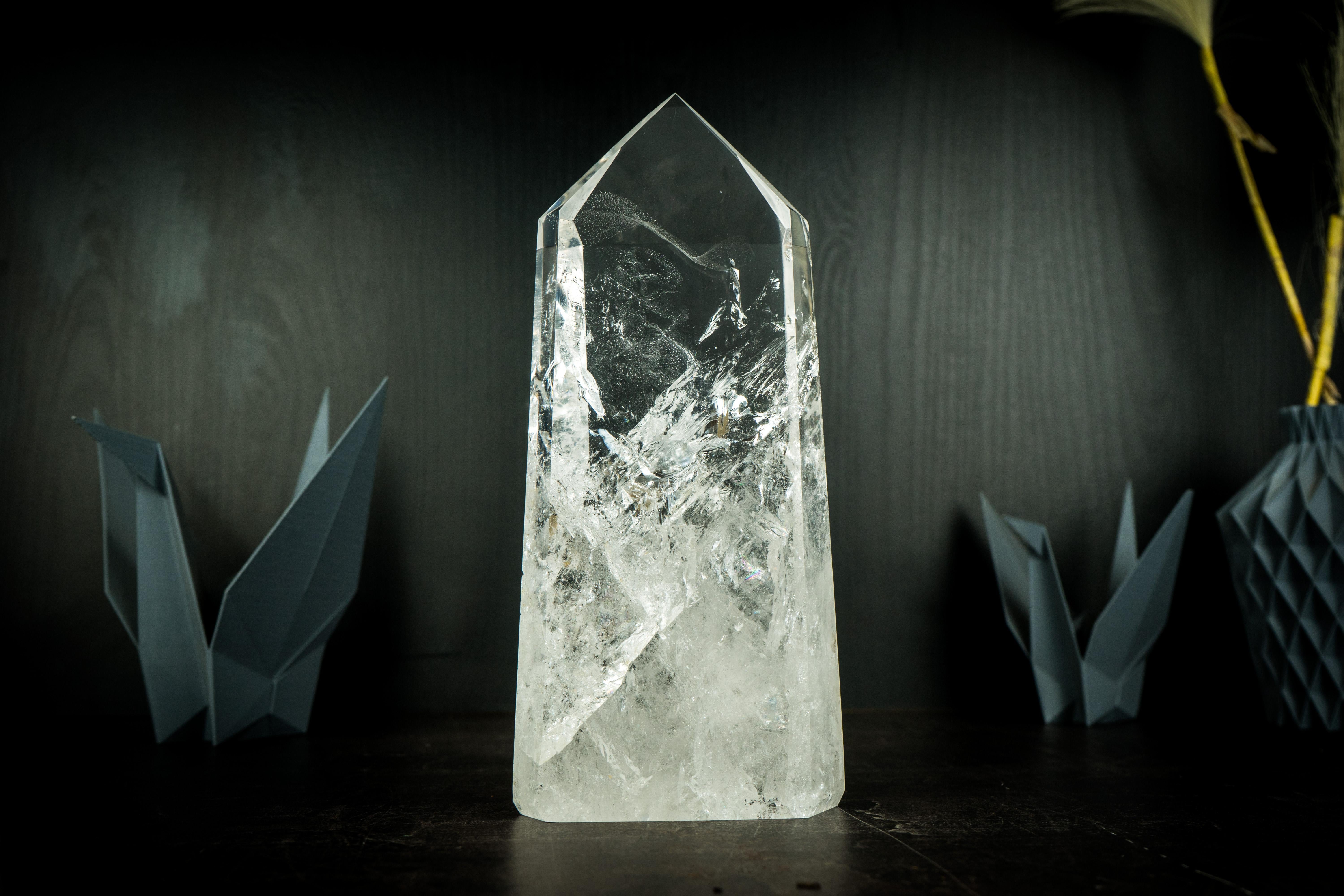 Natural Clear Quartz Obelisk Point, High-Grade Water-Clear Diamantina Crystal For Sale 3