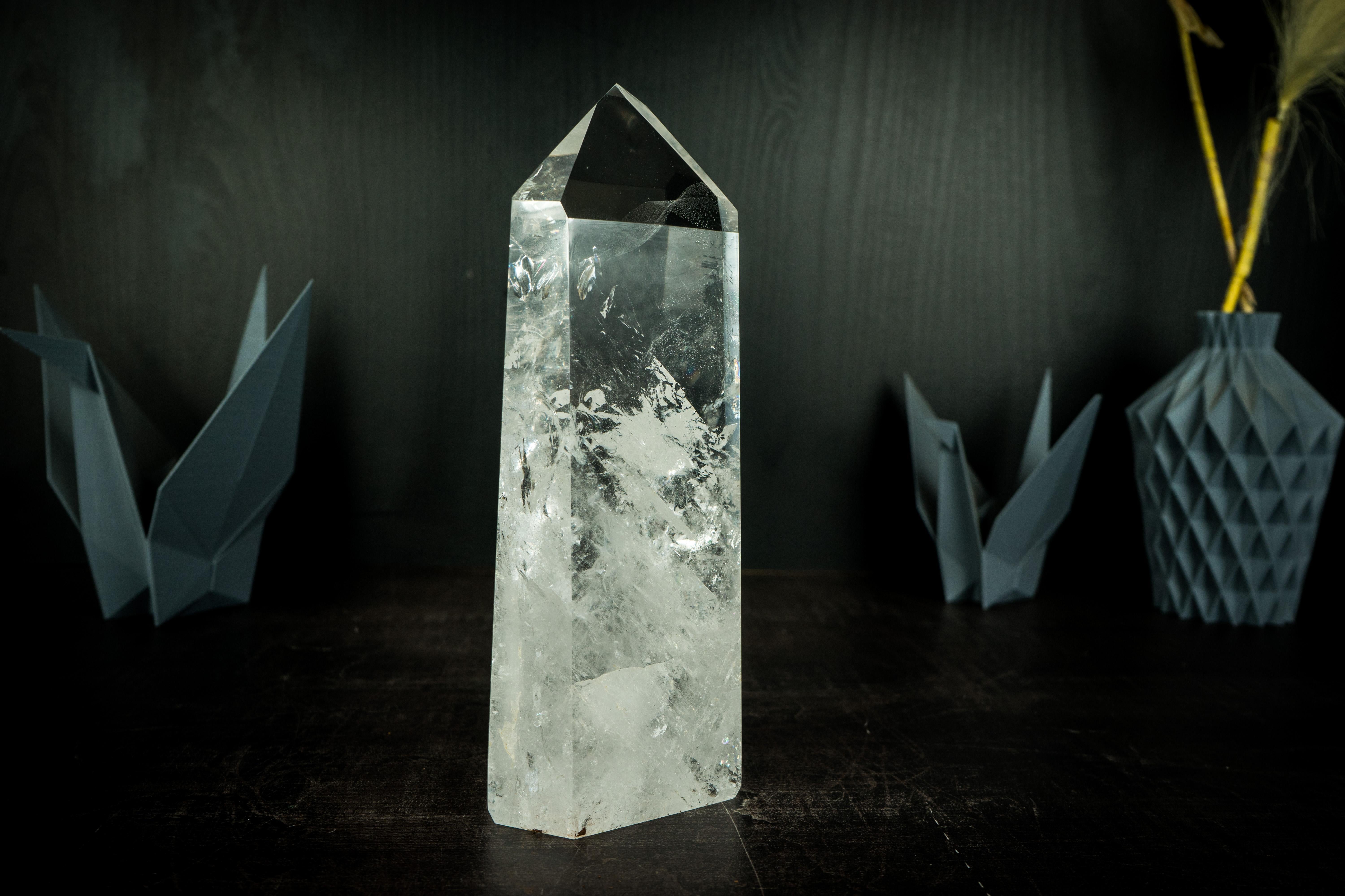 Natural Clear Quartz Obelisk Point, High-Grade Water-Clear Diamantina Crystal For Sale 4