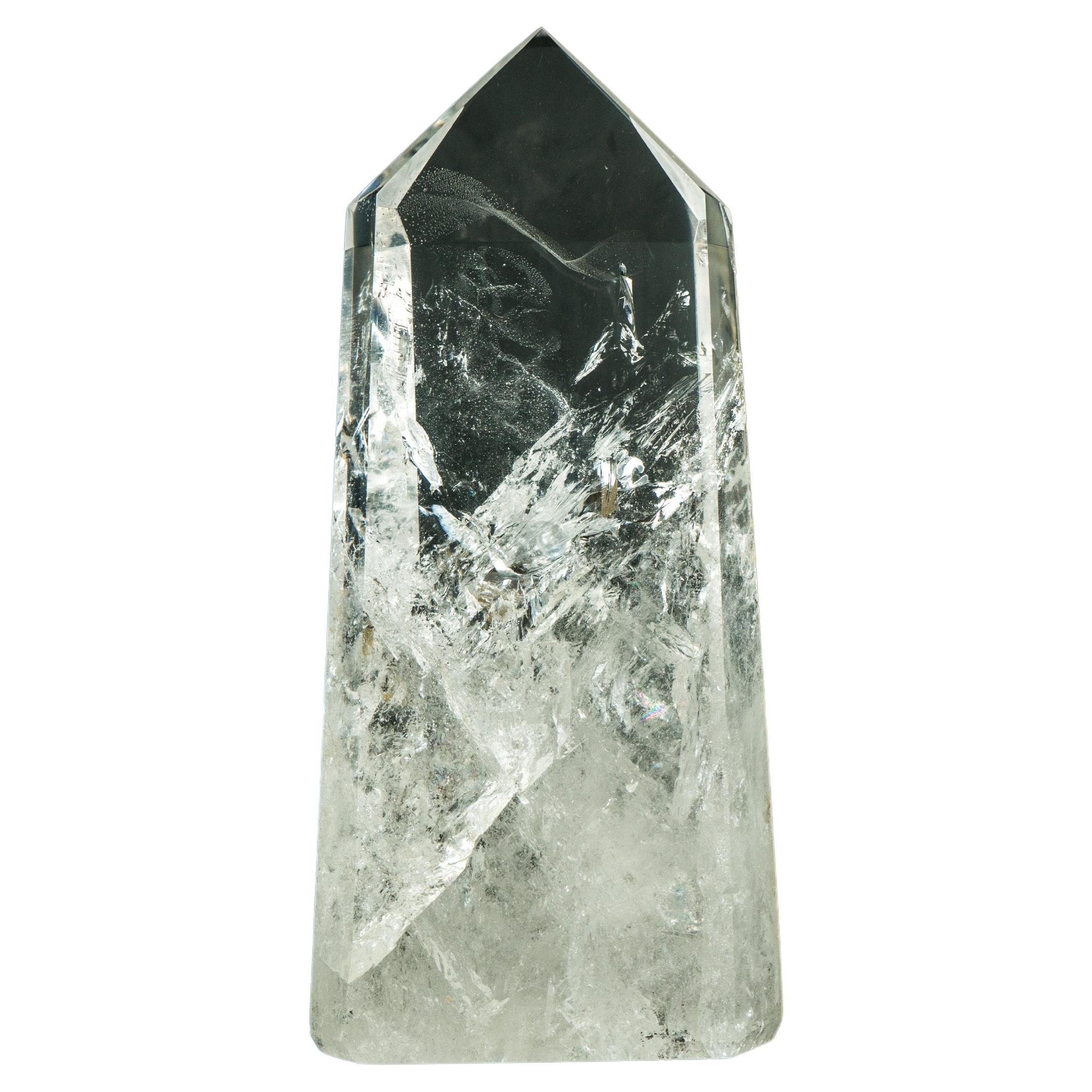 Punta de Obelisco de Cuarzo Transparente Natural, Cristal Diamantina Transparente al Agua de Alto Grado