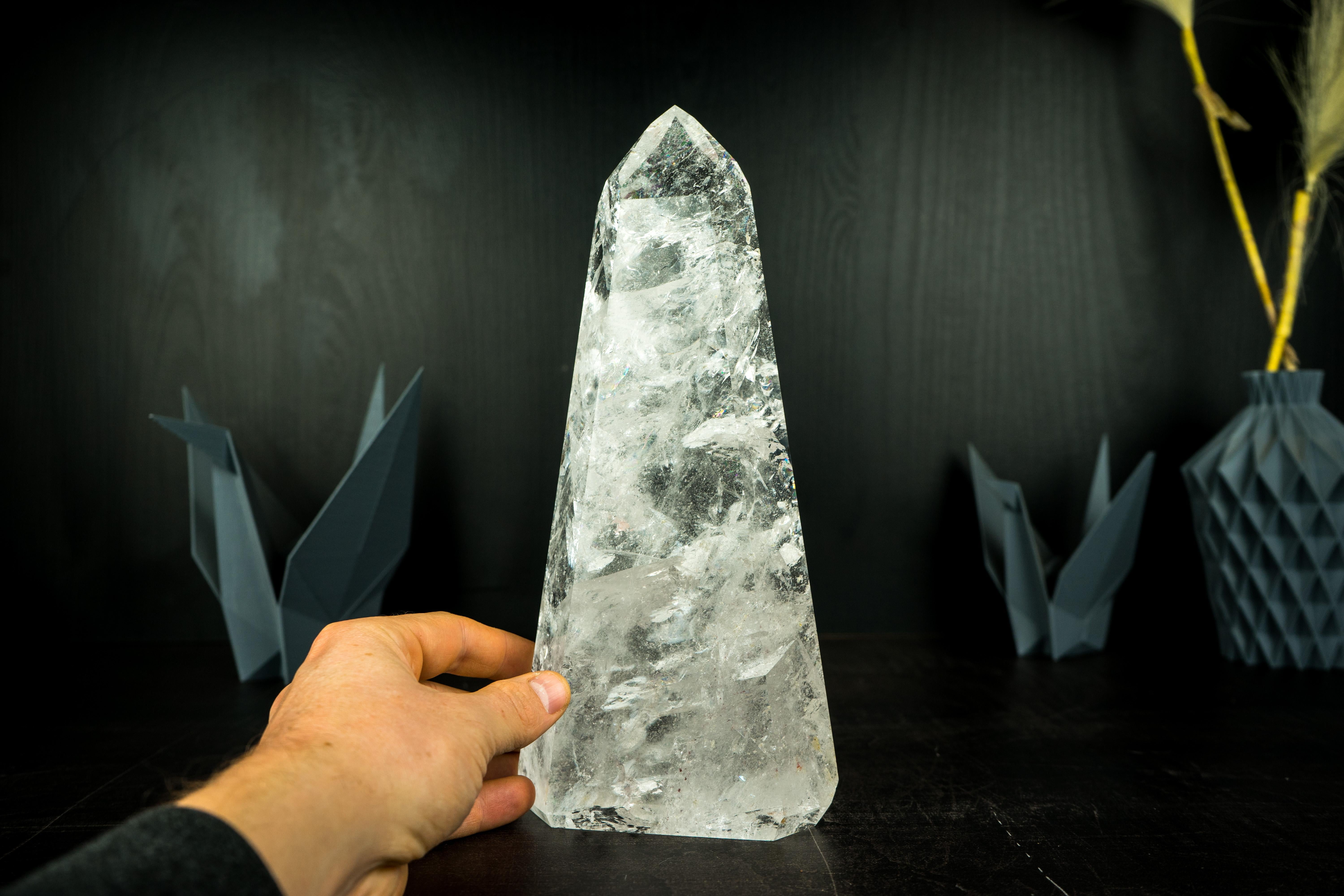 Natural Clear Quartz Obelisk Tower with High-Grade Clear Crystal from Diamantina For Sale 5