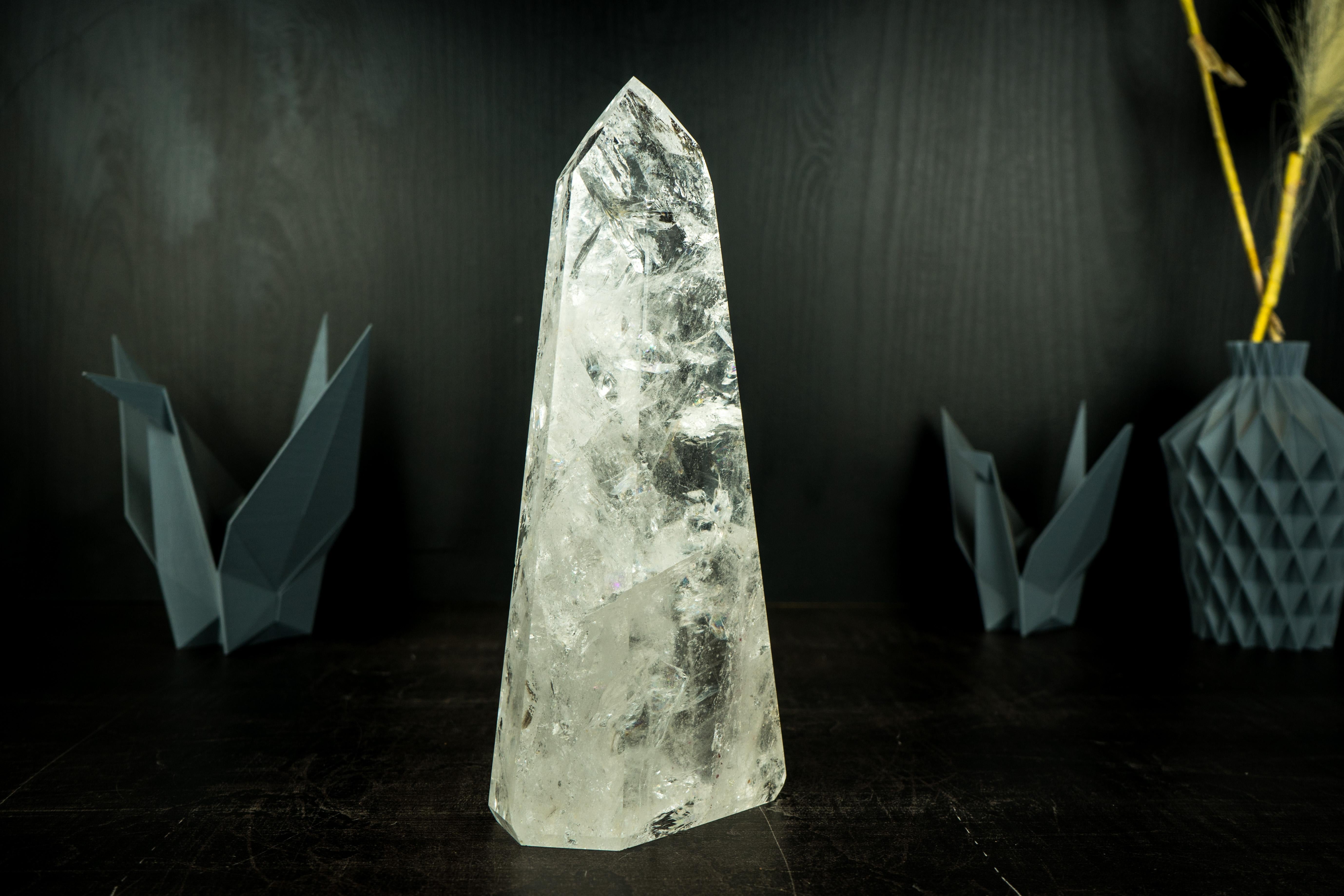 Natural Clear Quartz Obelisk Tower with High-Grade Clear Crystal from Diamantina For Sale 7