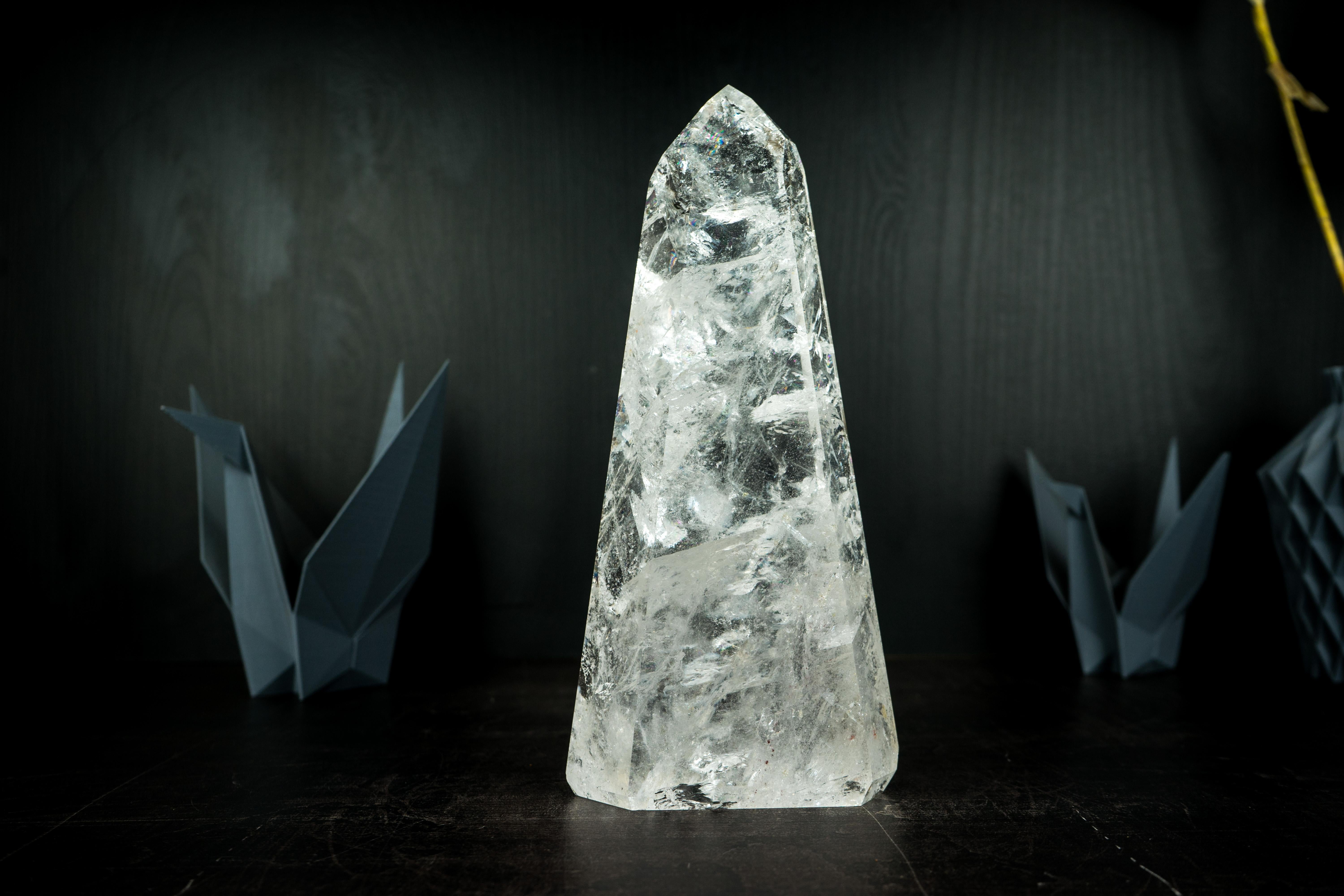Natural Clear Quartz Obelisk Tower with High-Grade Clear Crystal from Diamantina For Sale 9