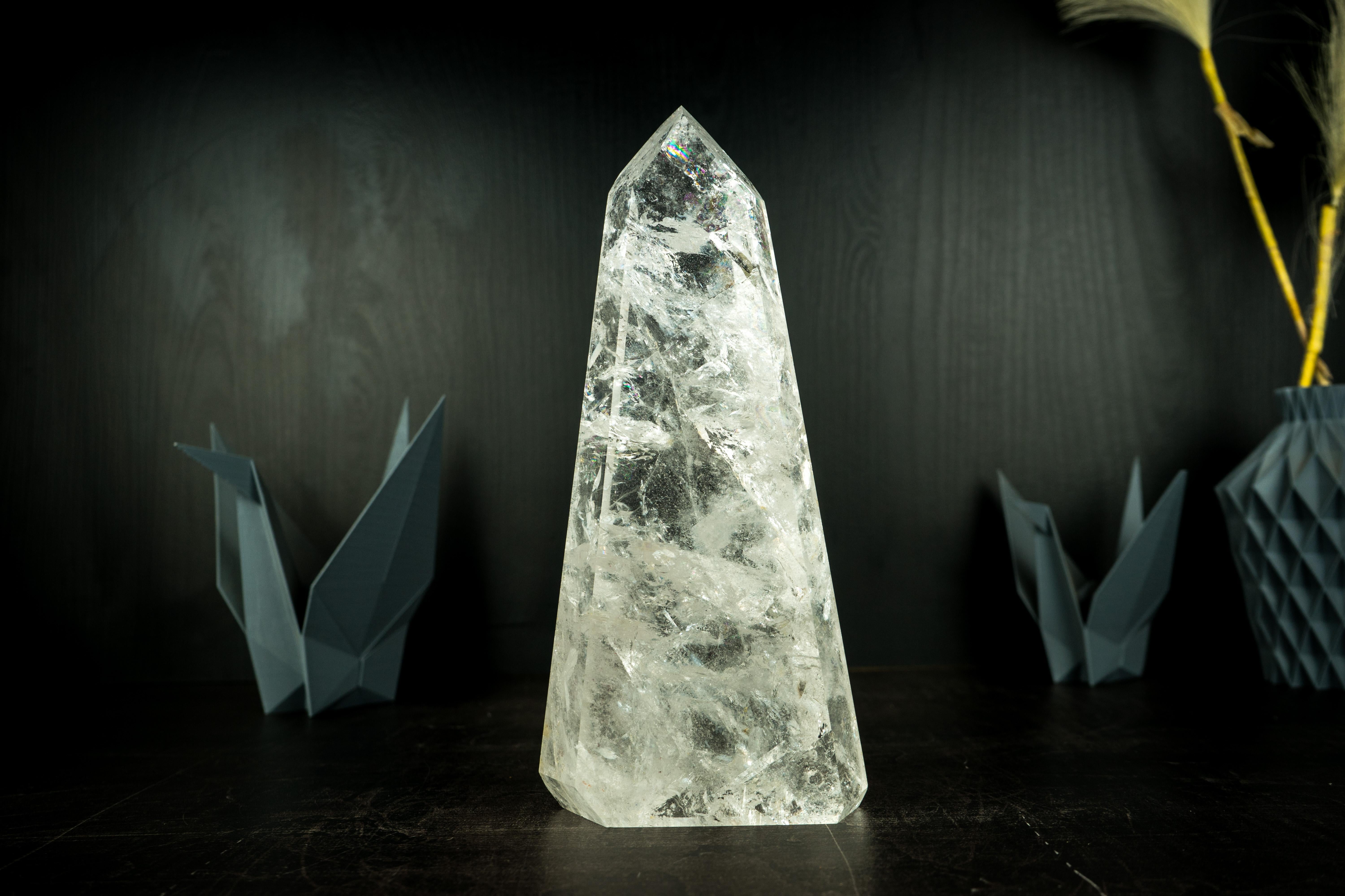Natural Clear Quartz Obelisk Tower with High-Grade Clear Crystal from Diamantina For Sale 3