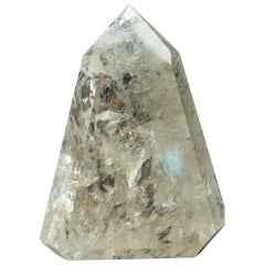 Natural Clear Quartz Obelisk with Subtle Citrine Tone and Multiple Rainbows