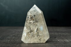 Natural Clear Quartz Obelisk with Subtle Citrine Tone and Multiple Rainbows