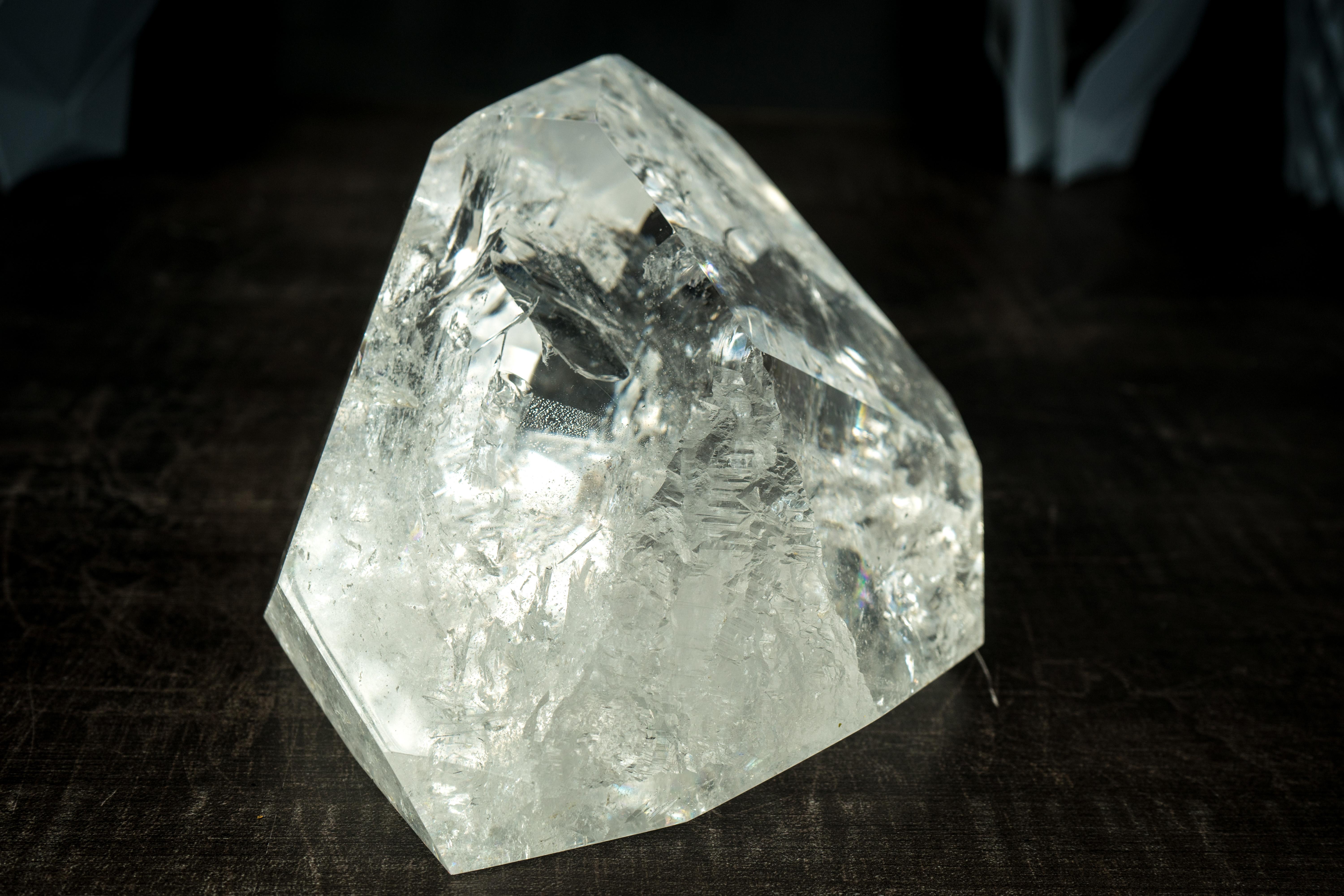 Brazilian Natural Clear Quartz Point, Large, Water-Clear and Highly Energetic Crystal For Sale