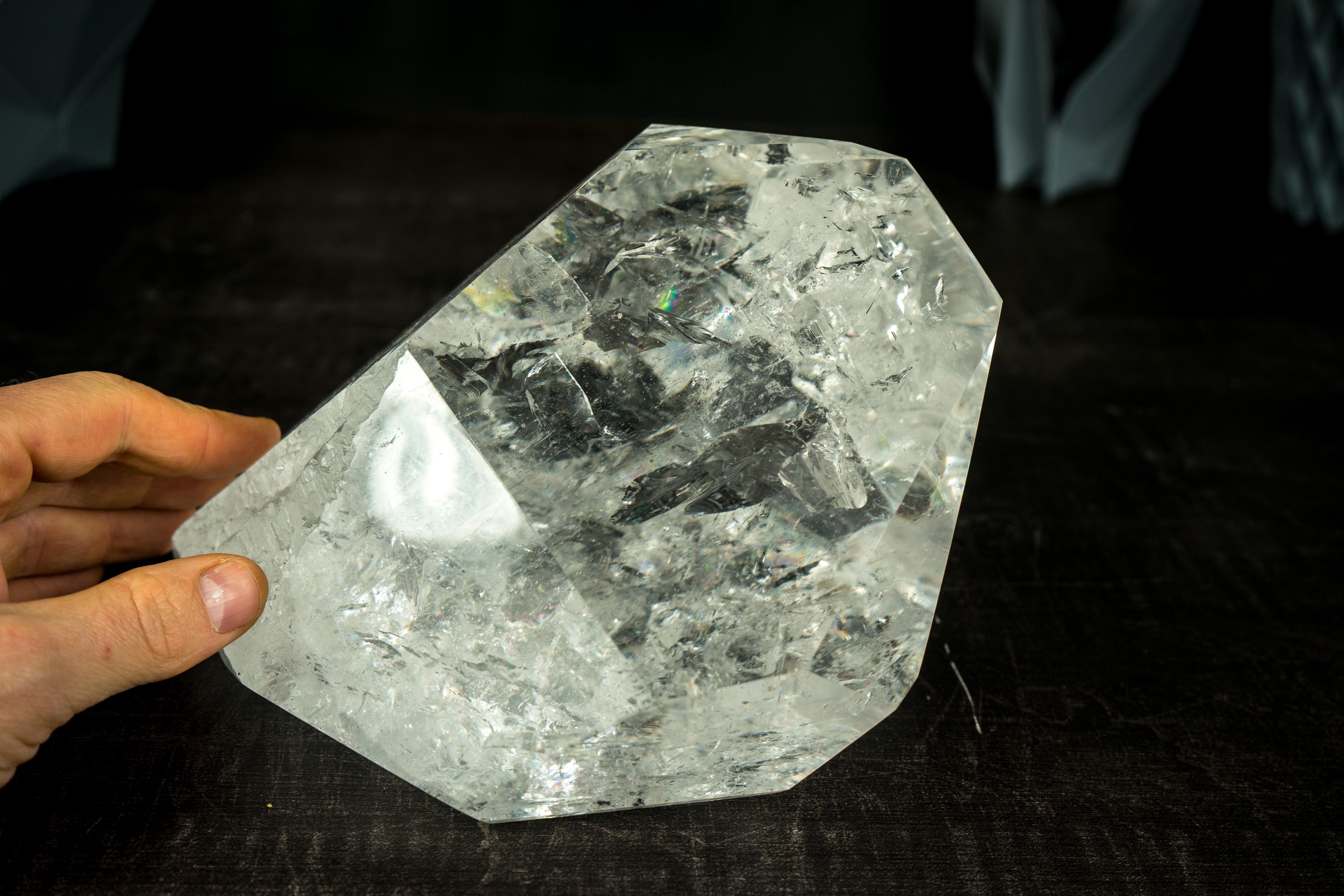 Contemporary Natural Clear Quartz Point, Large, Water-Clear and Highly Energetic Crystal For Sale