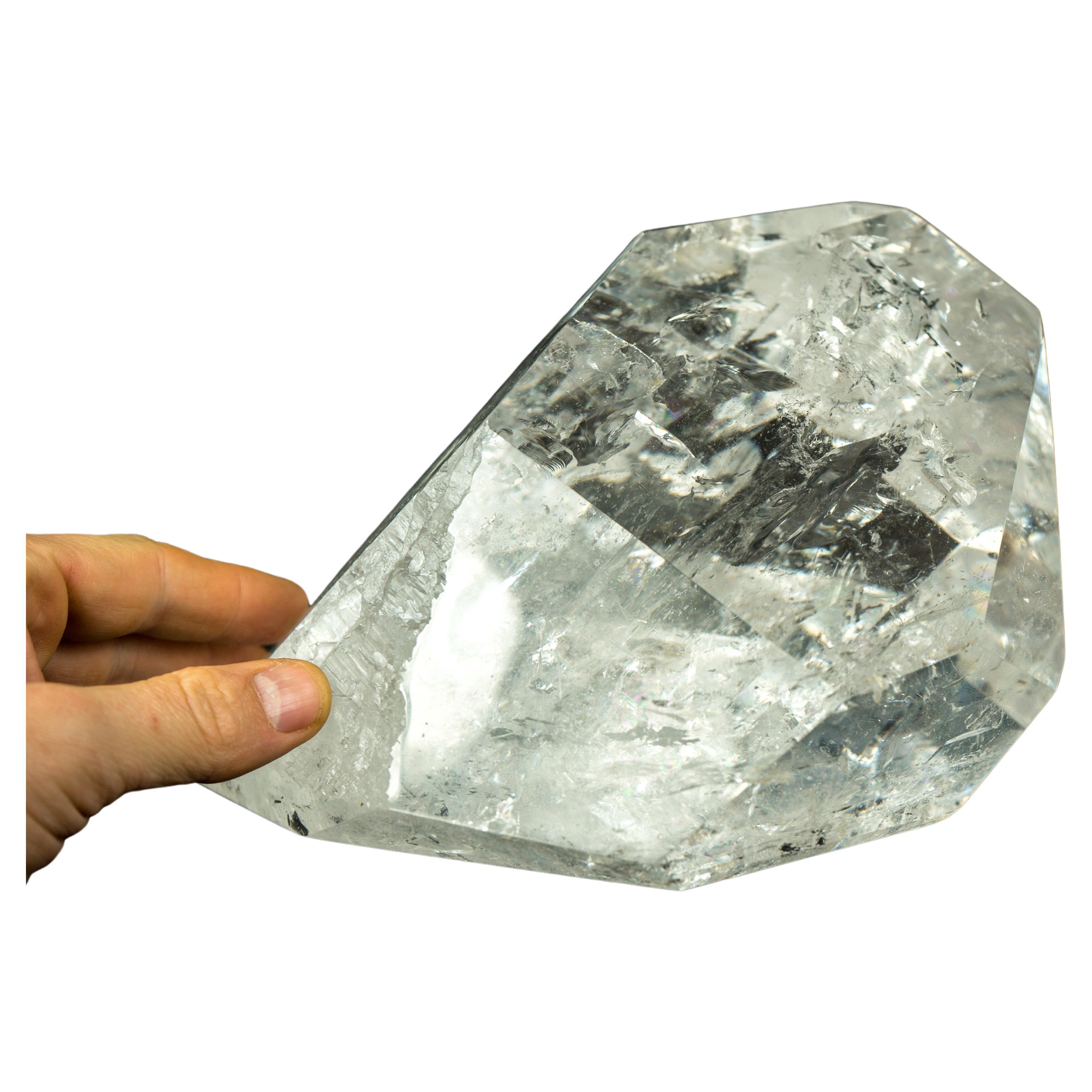 Punta de Cuarzo Claro Natural, Cristal Grande, Claro como el Agua y Altamente Energético