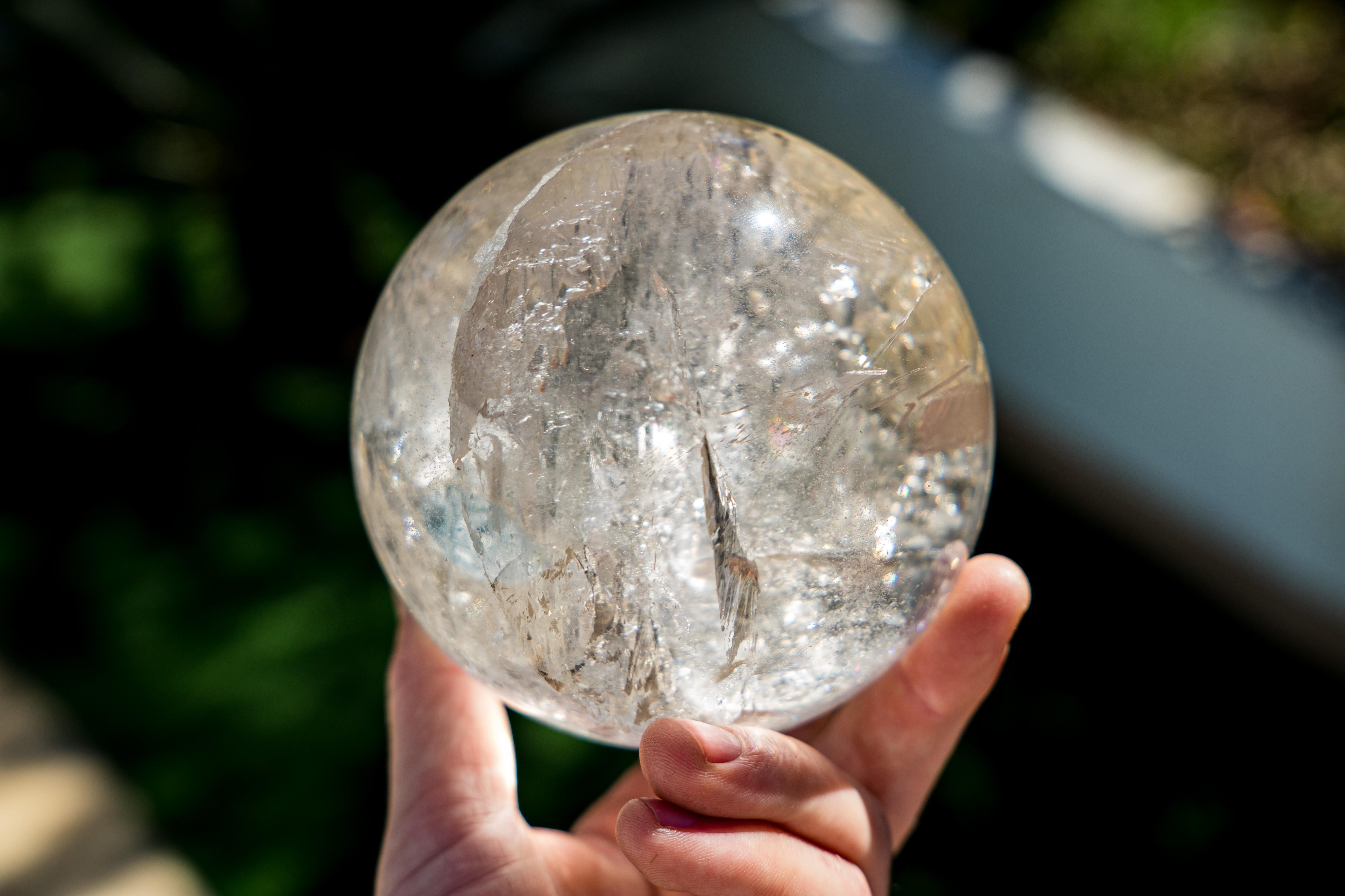 Contemporary Natural Clear Quartz Sphere - Extra-Quality Crystal Quartz Ball For Sale