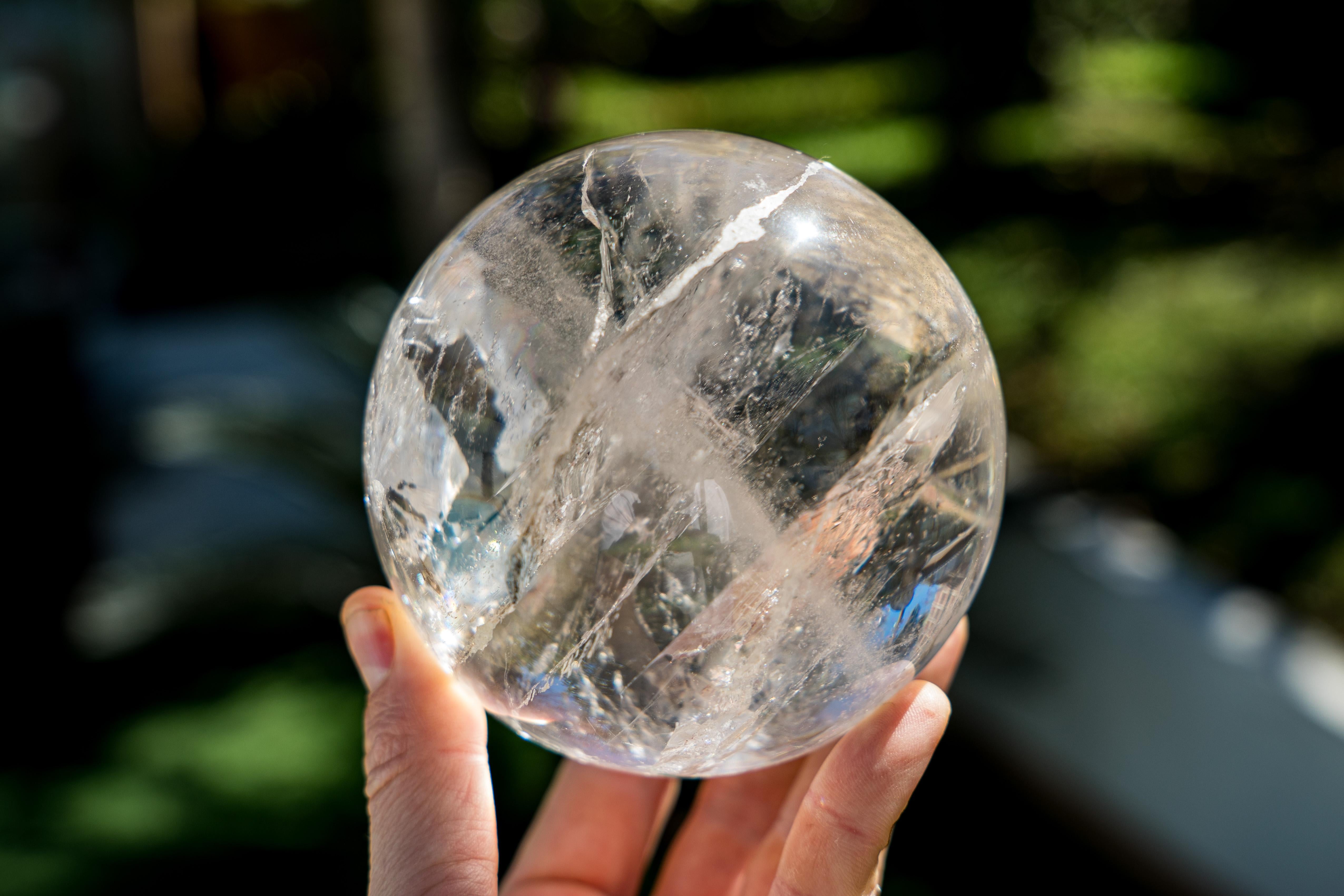 Natural Clear Quartz Sphere - Extra-Quality Crystal Quartz Ball For Sale 1