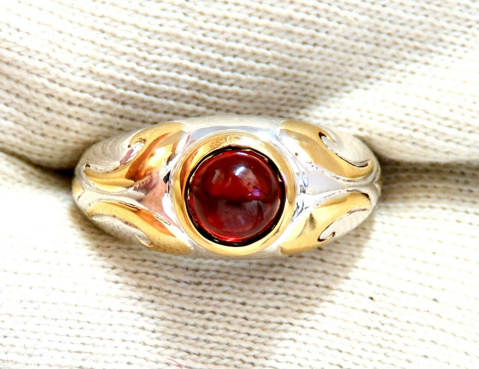 Natural Cobochon Spinel Ring Silver and 18 Karat Gold Inlay Venetian Mod Deco In New Condition In New York, NY