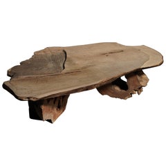 Natural Coffee Table, Carved in Chestnut