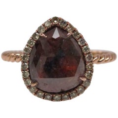 cognac diamond rose gold ring Natural Cognac and Green Diamond Rose Gold Ring