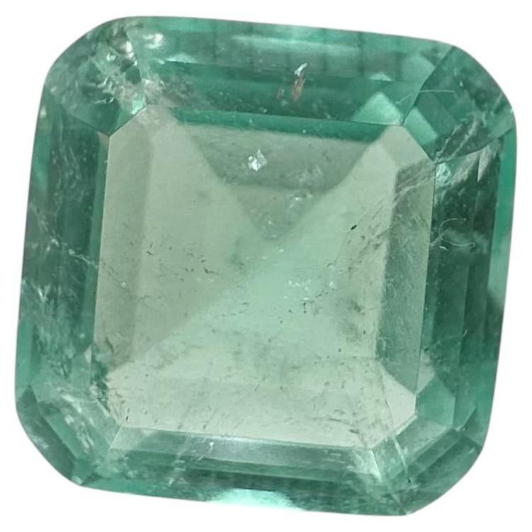 Natural Colombian Emerald 2ct Square Loose Gemstone with Minor to moderate Oil