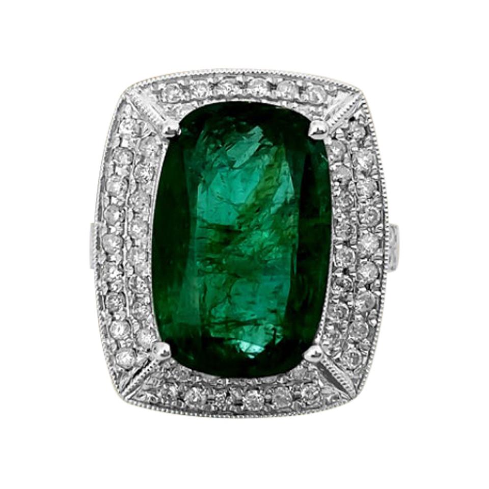 Natural Colombian Emerald Diamond Cocktail Ring For Sale
