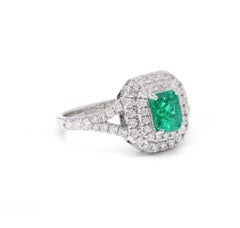 Natural Colombian Emerald & Diamond Ring in 18k Gold
