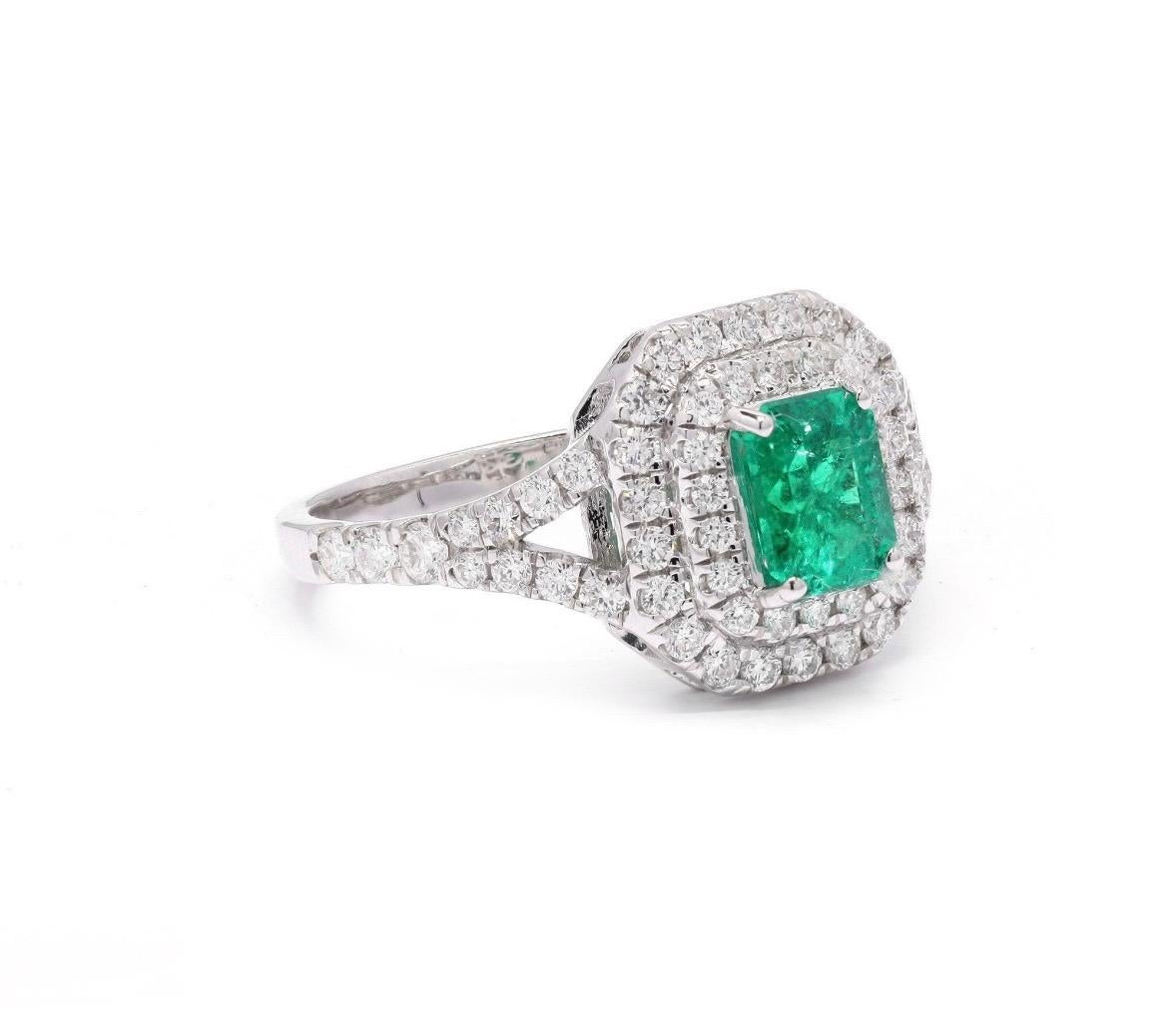 Natürlicher kolumbianischer Smaragd & Diamant Ring in 18k Gold im Zustand „Neu“ im Angebot in jaipur, IN